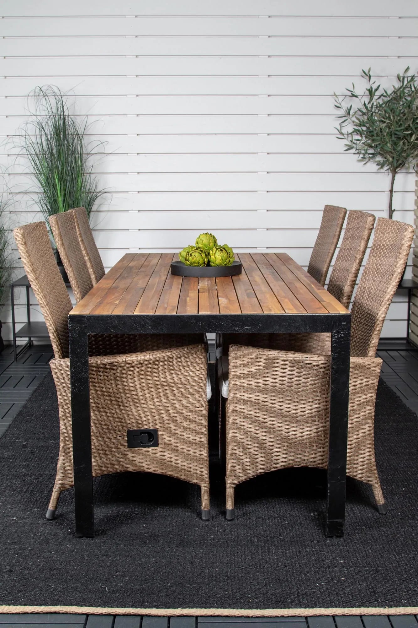 Bois Outdoor-Tischset + Padova 205cm/6St. - KAQTU Design