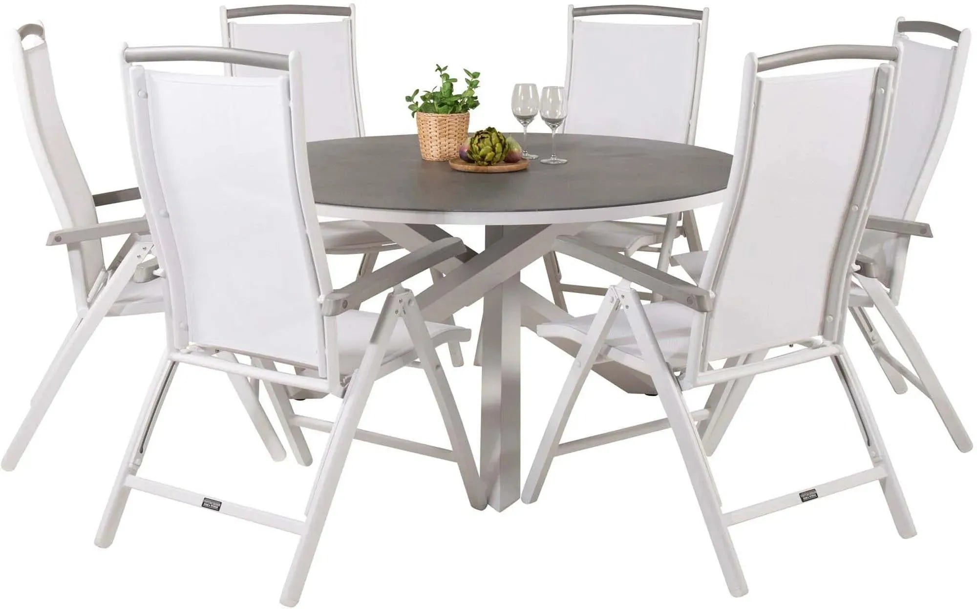 Copacabana Outdoor-Tischset + Albany ⌀140cm/6St. - KAQTU Design