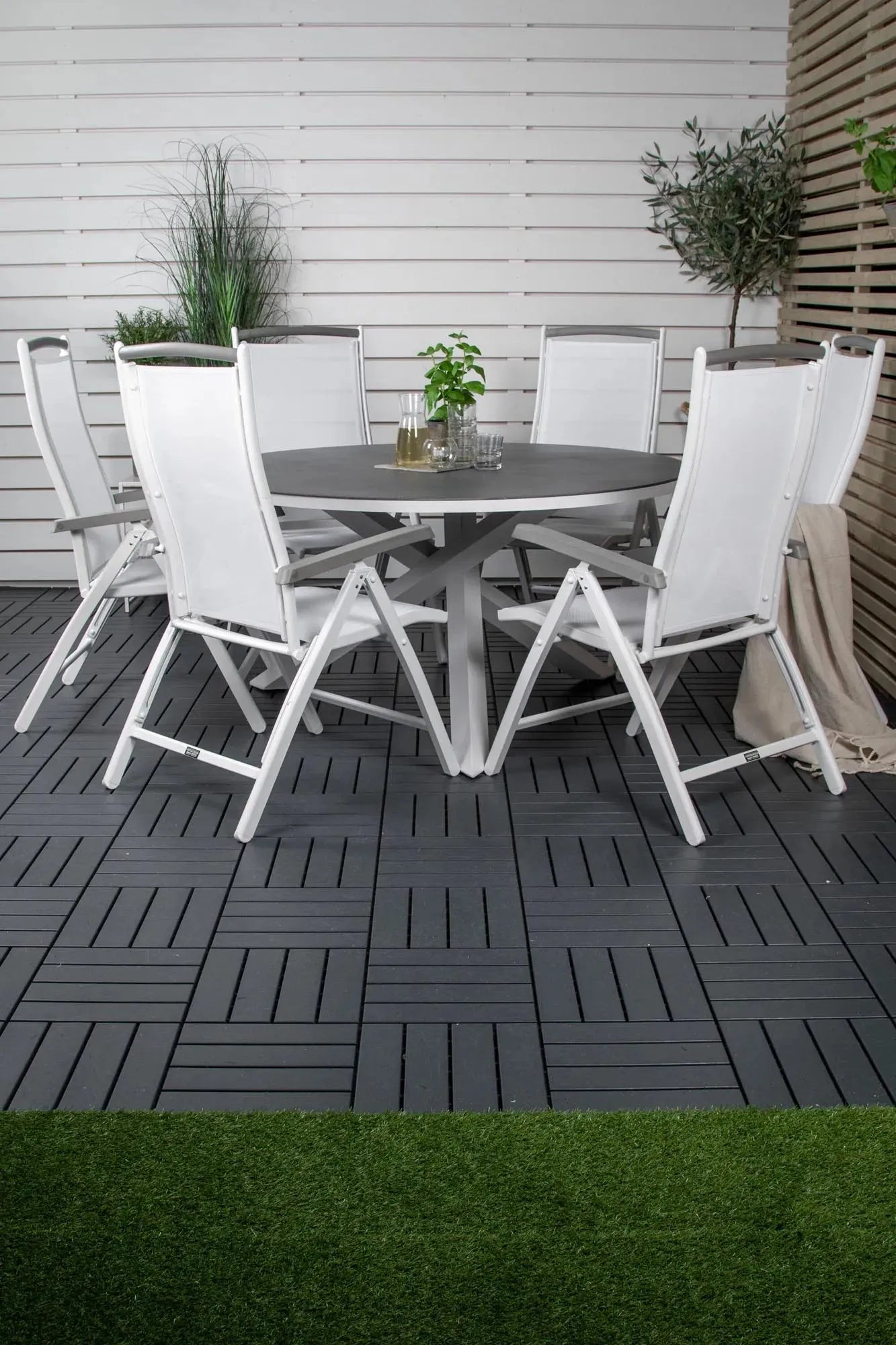 Copacabana Outdoor-Tischset + Albany ⌀140cm/6St. - KAQTU Design