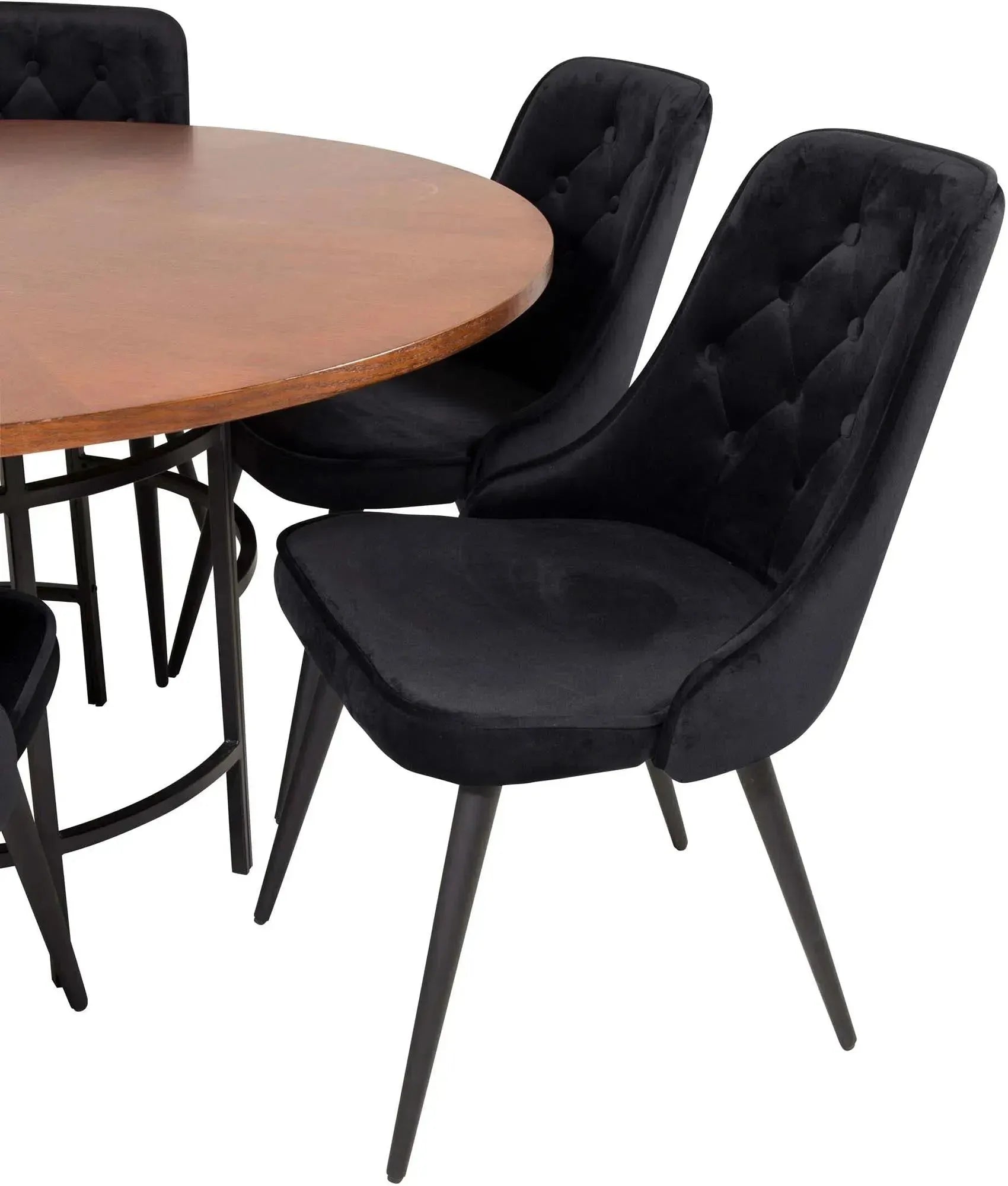 Esszimmerset Copenhagen + Velvet Deluxe ⌀140cm/6St. in Schwarz präsentiert im Onlineshop von KAQTU Design AG. Esszimmerset ist von Venture Home