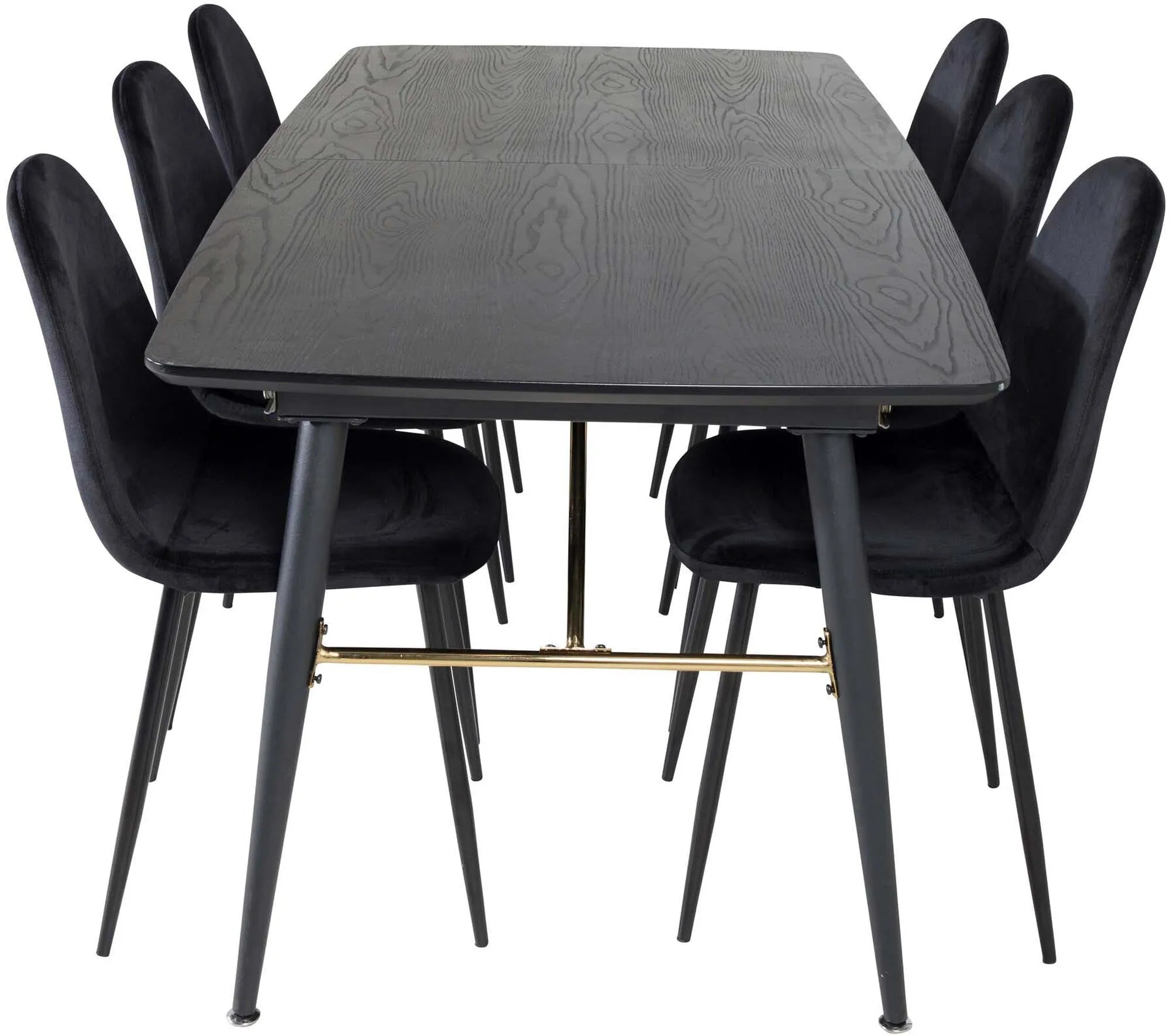 Gold Esszimmerset ausziehbar + Polar  Dining 180cm/6St. in Schwarz präsentiert im Onlineshop von KAQTU Design AG. Esszimmerset ist von Venture Home