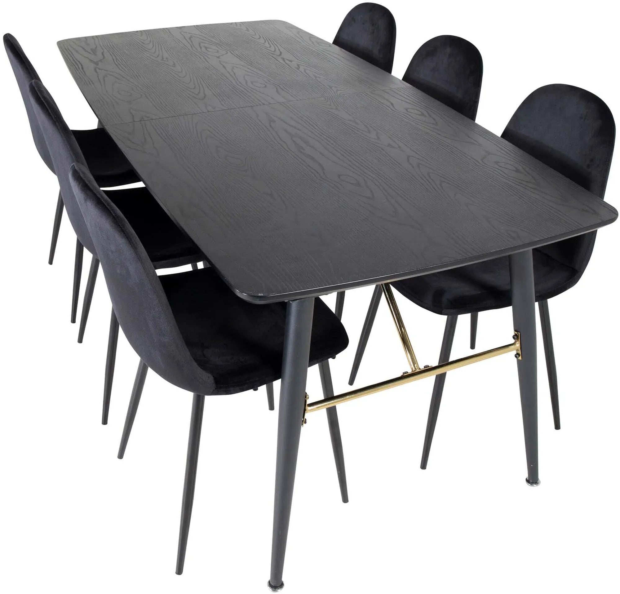 Gold Esszimmerset ausziehbar + Polar  Dining 180cm/6St. in Schwarz präsentiert im Onlineshop von KAQTU Design AG. Esszimmerset ist von Venture Home