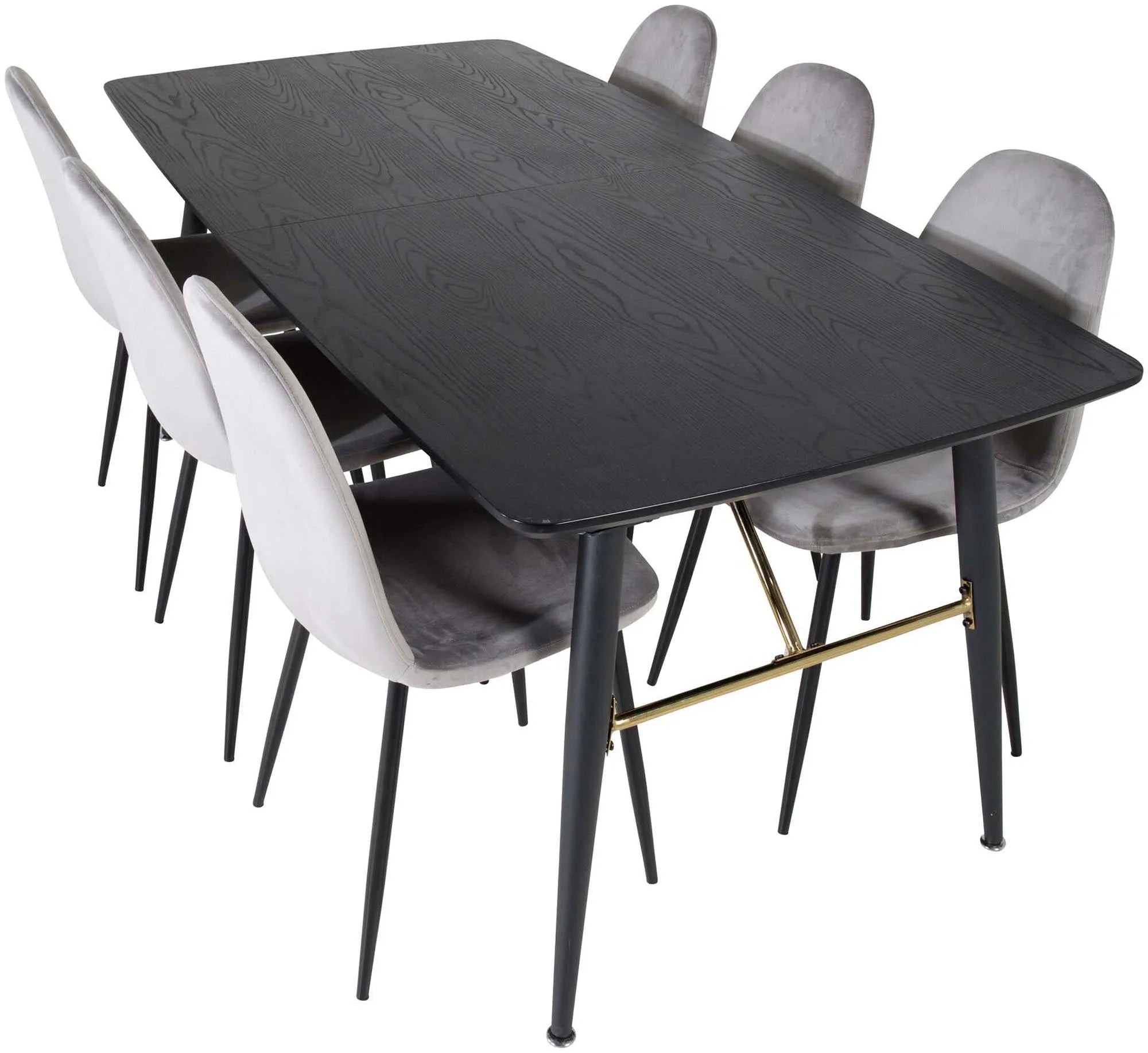 Gold Esszimmerset ausziehbar + Polar  Dining 180cm/6St. in Schwarz präsentiert im Onlineshop von KAQTU Design AG. Esszimmerset ist von Venture Home