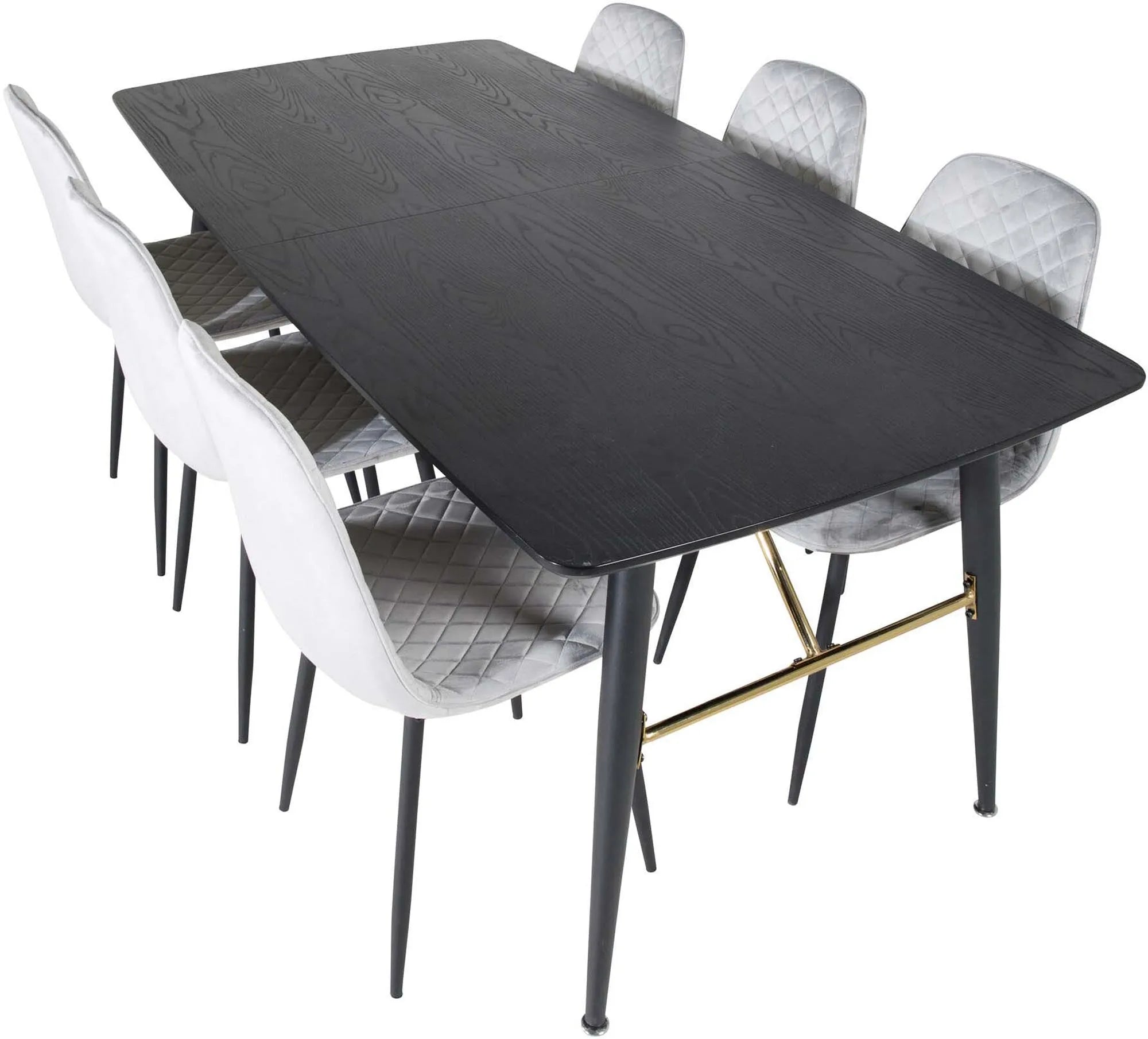 Gold Esszimmerset ausziehbar + Polar 180cm/6St. in Schwarz präsentiert im Onlineshop von KAQTU Design AG. Esszimmerset ist von Venture Home