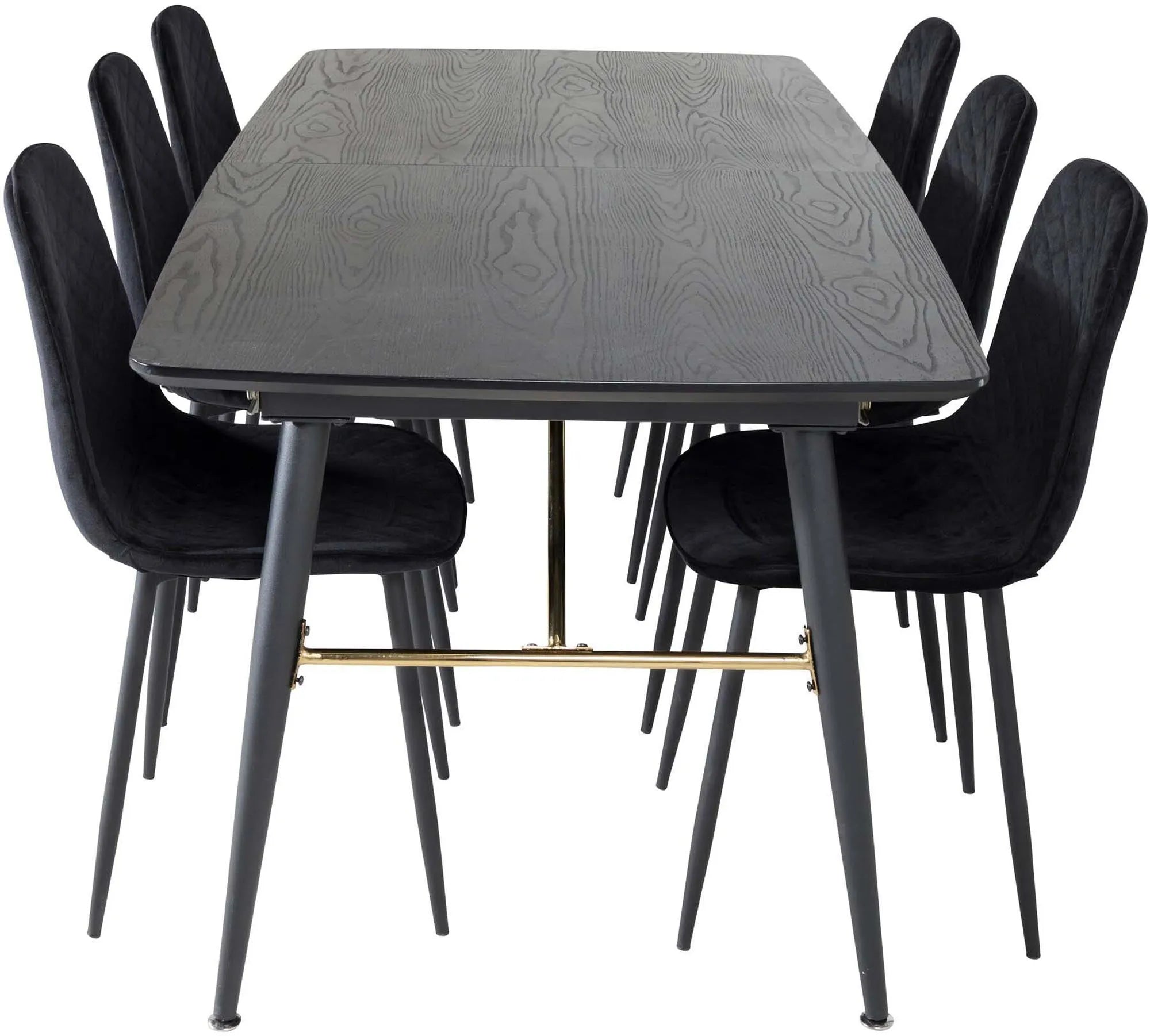 Gold Esszimmerset ausziehbar + Polar 180cm/6St. in Schwarz präsentiert im Onlineshop von KAQTU Design AG. Esszimmerset ist von Venture Home