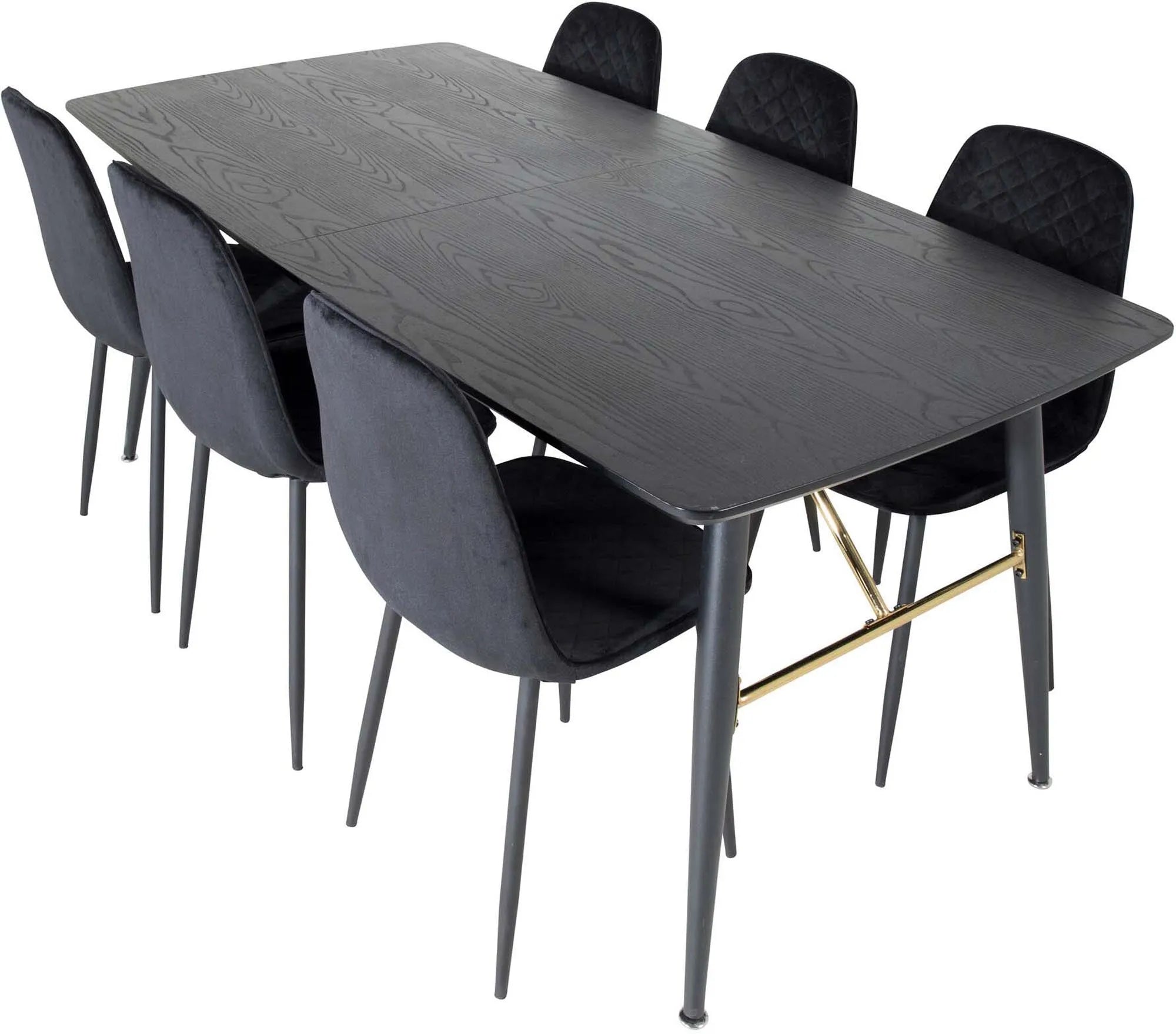 Gold Esszimmerset ausziehbar + Polar 180cm/6St. in Schwarz präsentiert im Onlineshop von KAQTU Design AG. Esszimmerset ist von Venture Home