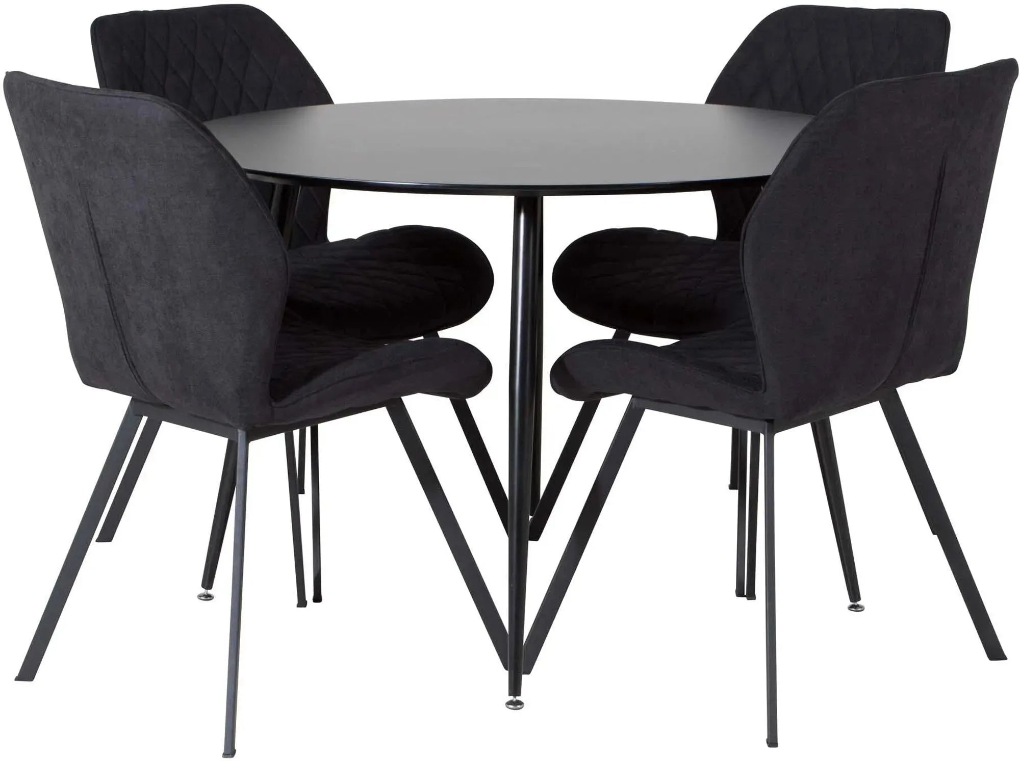 Silar Rundes Esszimmerset + Emma ⌀100cm/4St. in Schwarz / Grau präsentiert im Onlineshop von KAQTU Design AG. Esszimmerset ist von Venture Home