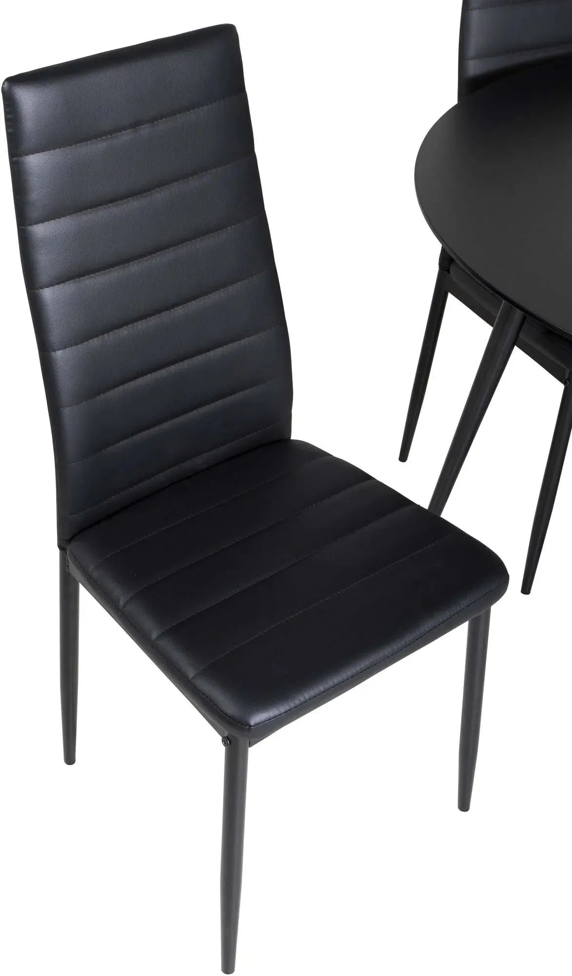 Silar Rundes Esszimmerset + Slim ⌀100cm/4St. in Schwarz präsentiert im Onlineshop von KAQTU Design AG. Esszimmerset ist von Venture Home