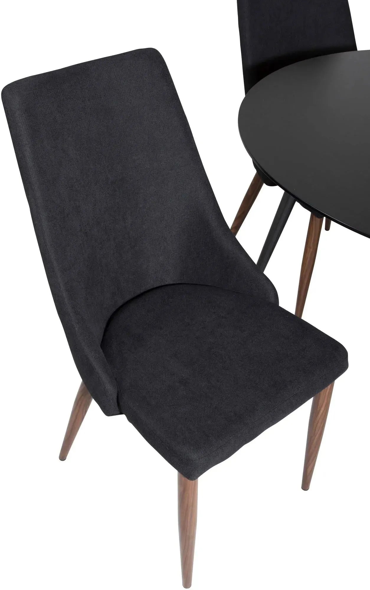 Silar Rundes Esszimmerset + Leone ⌀100cm/4St. in Schwarz / Dunkelbraun präsentiert im Onlineshop von KAQTU Design AG. Esszimmerset ist von Venture Home