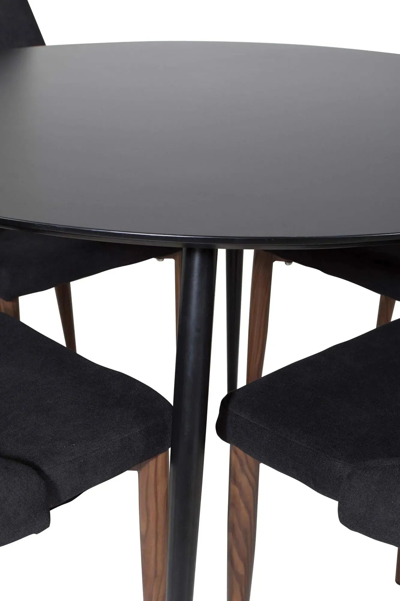 Silar Rundes Esszimmerset + Leone ⌀100cm/4St. in Schwarz / Dunkelbraun präsentiert im Onlineshop von KAQTU Design AG. Esszimmerset ist von Venture Home