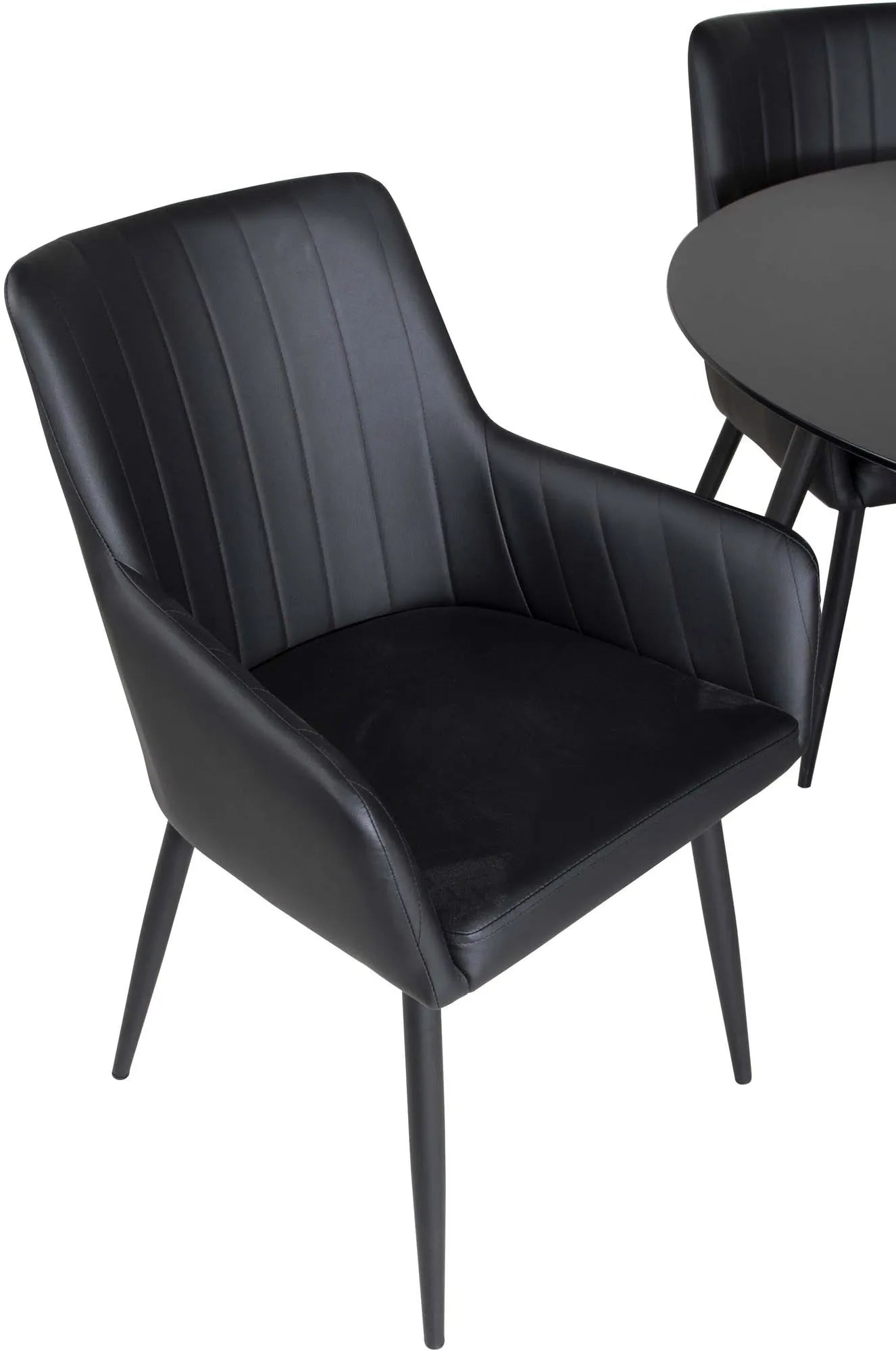 Silar Rundes Esszimmerset + Comfort ⌀100cm/4St. in Schwarz präsentiert im Onlineshop von KAQTU Design AG. Esszimmerset ist von Venture Home