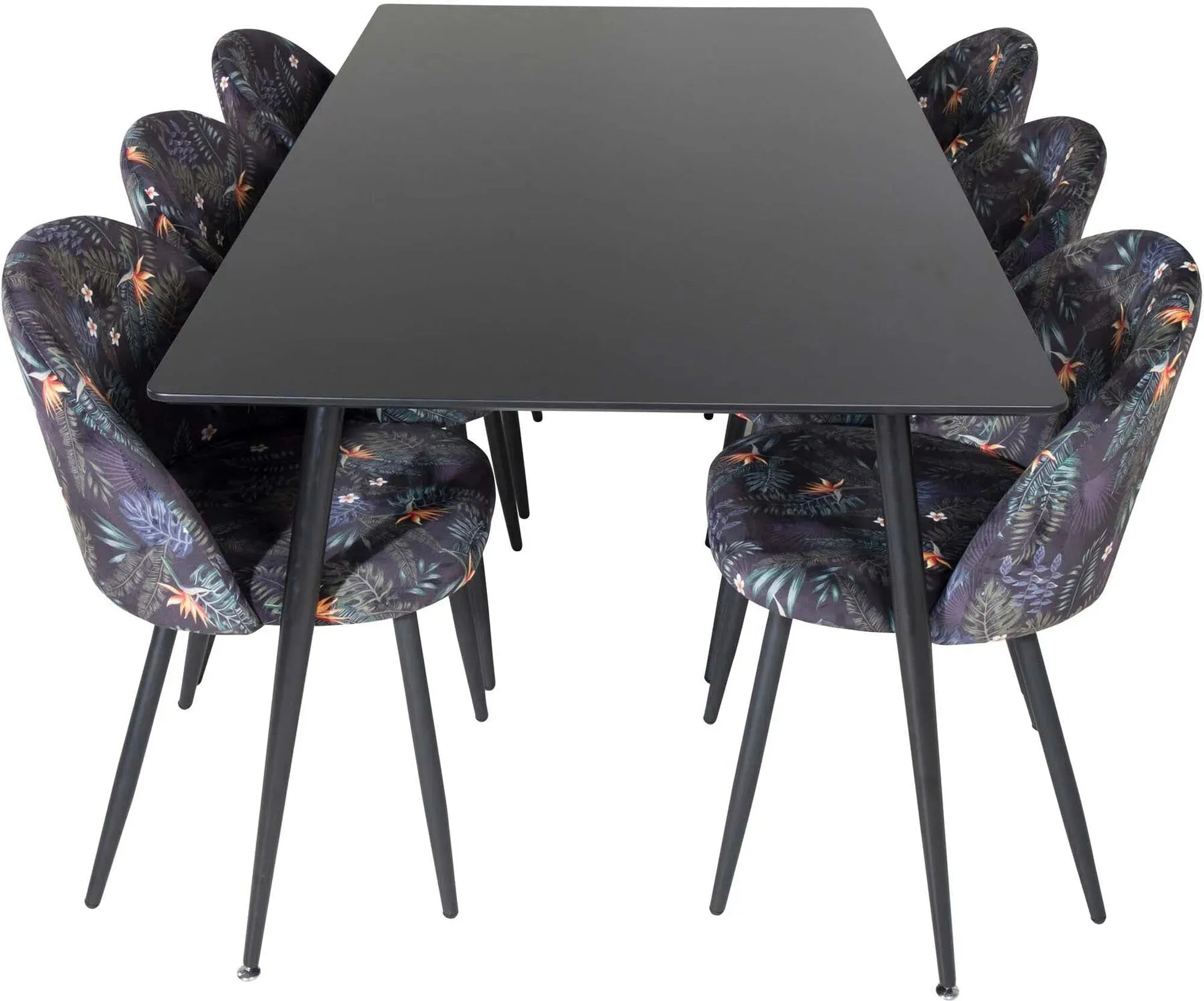 Silar Esszimmerset + Velvet 180cm/6St. in Schwarz / Beige präsentiert im Onlineshop von KAQTU Design AG. Esszimmerset ist von Venture Home