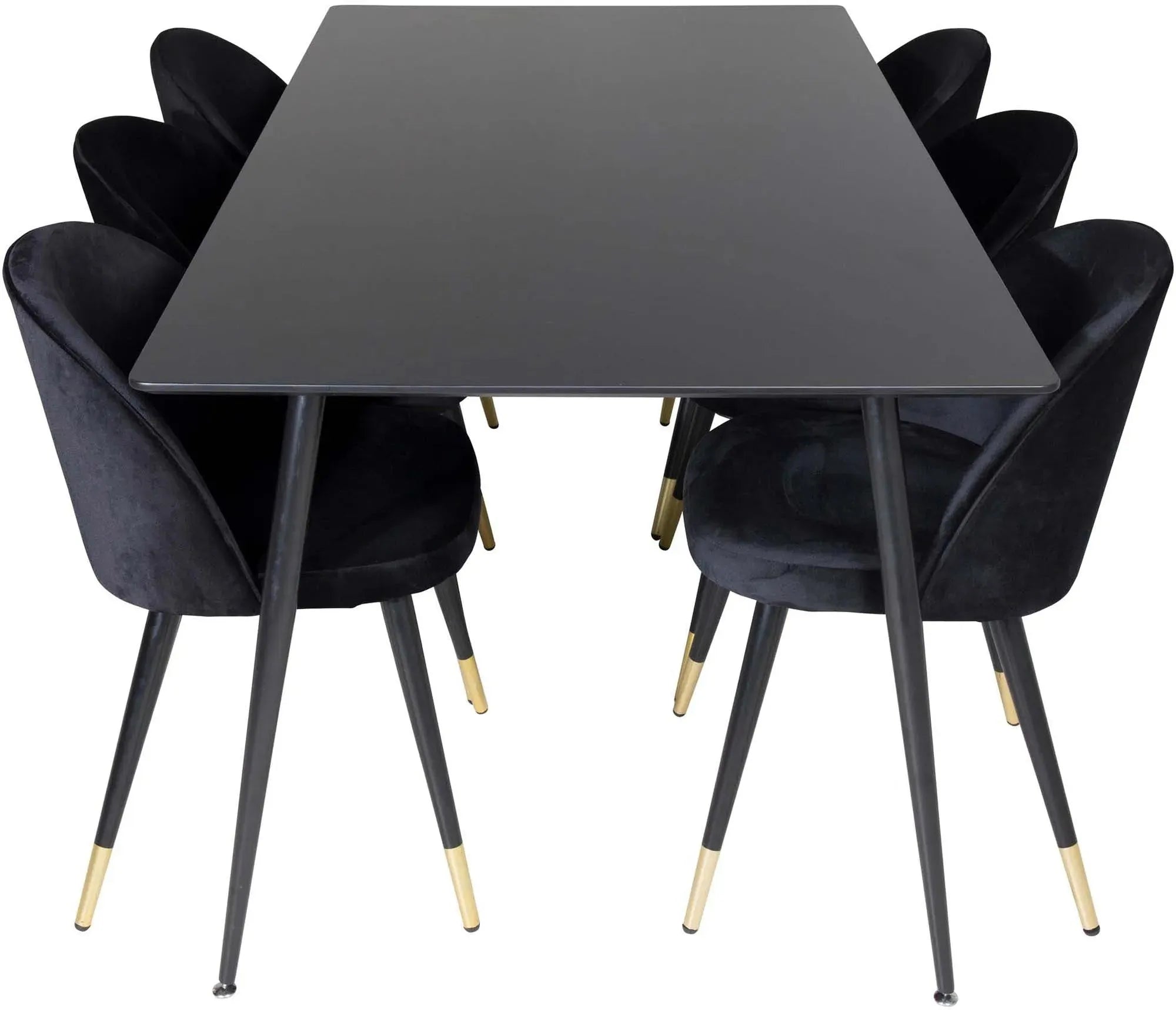 Silar Esszimmerset + Velvet 180cm/6St. in Schwarz / Beige präsentiert im Onlineshop von KAQTU Design AG. Esszimmerset ist von Venture Home