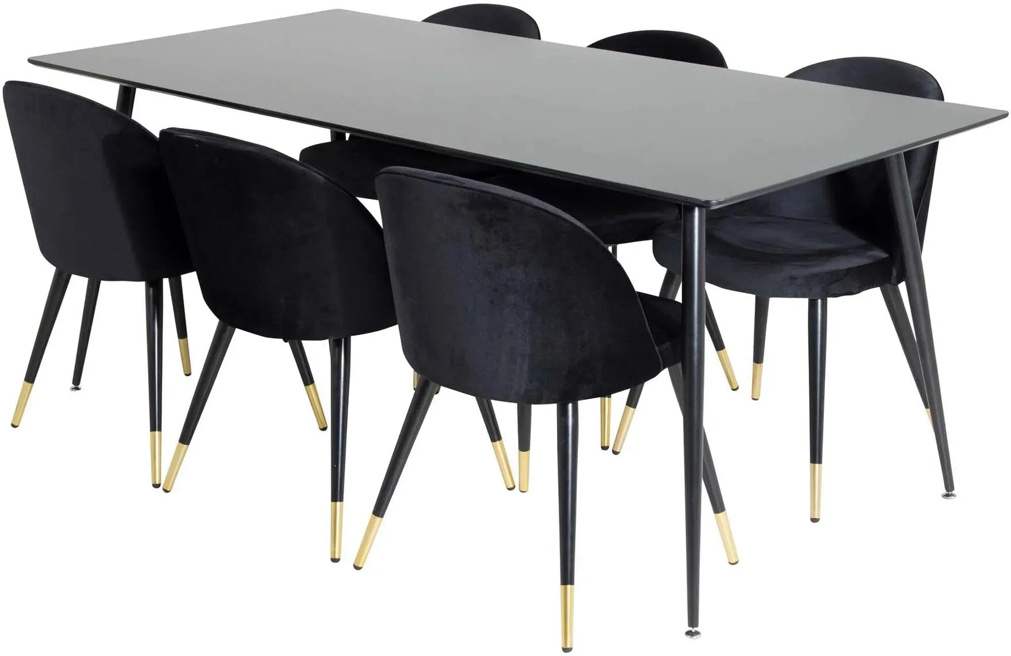 Silar Esszimmerset + Velvet 180cm/6St. in Schwarz / Beige präsentiert im Onlineshop von KAQTU Design AG. Esszimmerset ist von Venture Home