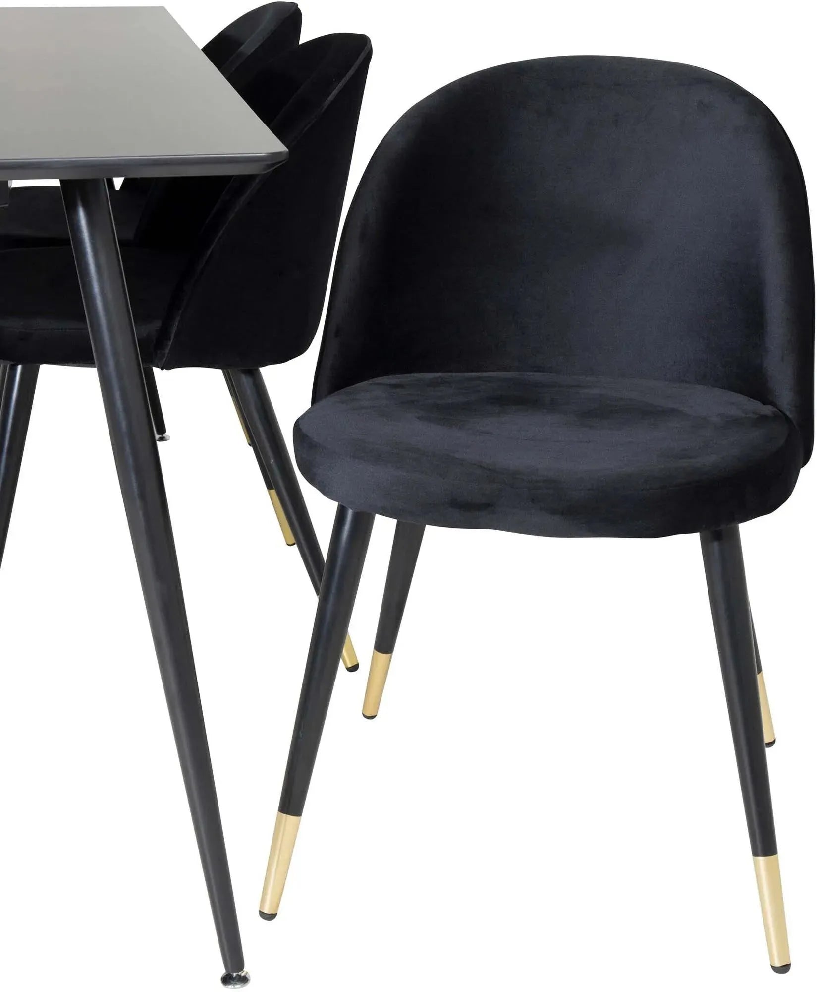 Silar Esszimmerset + Velvet 180cm/6St. in Schwarz / Beige präsentiert im Onlineshop von KAQTU Design AG. Esszimmerset ist von Venture Home