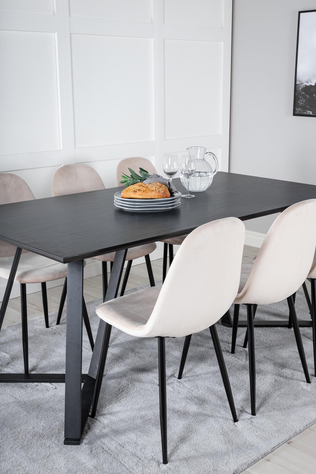 Marina Esszimmerset Polar 180cm/6St. in Beige, Schwarz präsentiert im Onlineshop von KAQTU Design AG. Esszimmerset ist von Venture Home