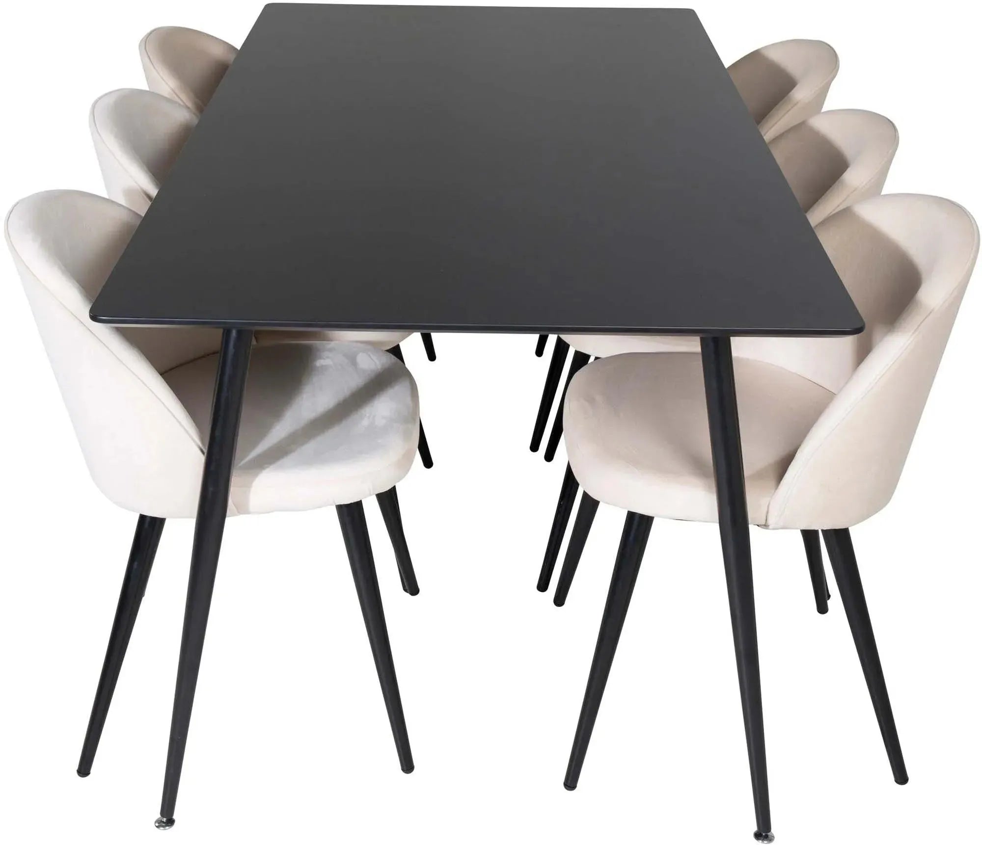 Silar Esszimmerset + Velvet 180cm/6St. in Schwarz / Beige präsentiert im Onlineshop von KAQTU Design AG. Esszimmerset ist von Venture Home