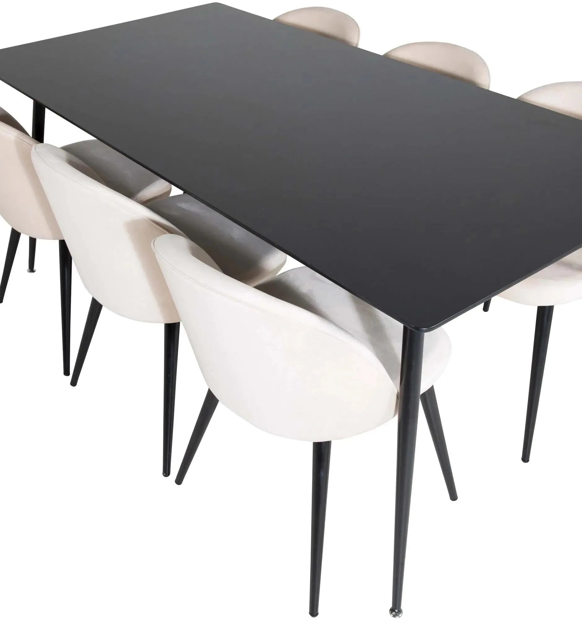 Silar Esszimmerset + Velvet 180cm/6St. in Schwarz / Beige präsentiert im Onlineshop von KAQTU Design AG. Esszimmerset ist von Venture Home