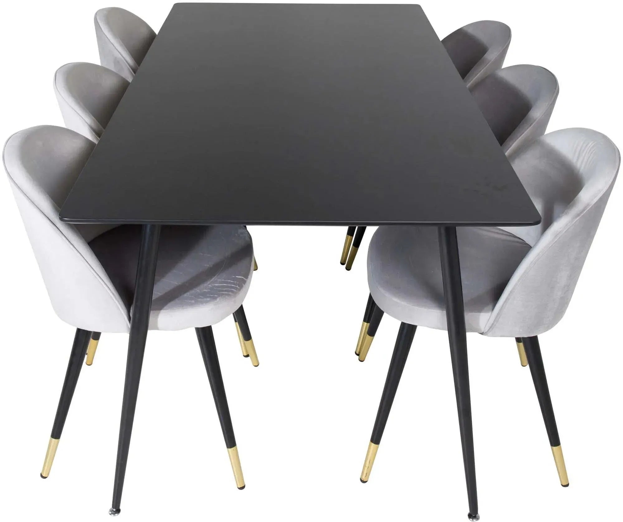 Silar Esszimmerset + Velvet 180cm/6St. in Schwarz / Beige präsentiert im Onlineshop von KAQTU Design AG. Esszimmerset ist von Venture Home