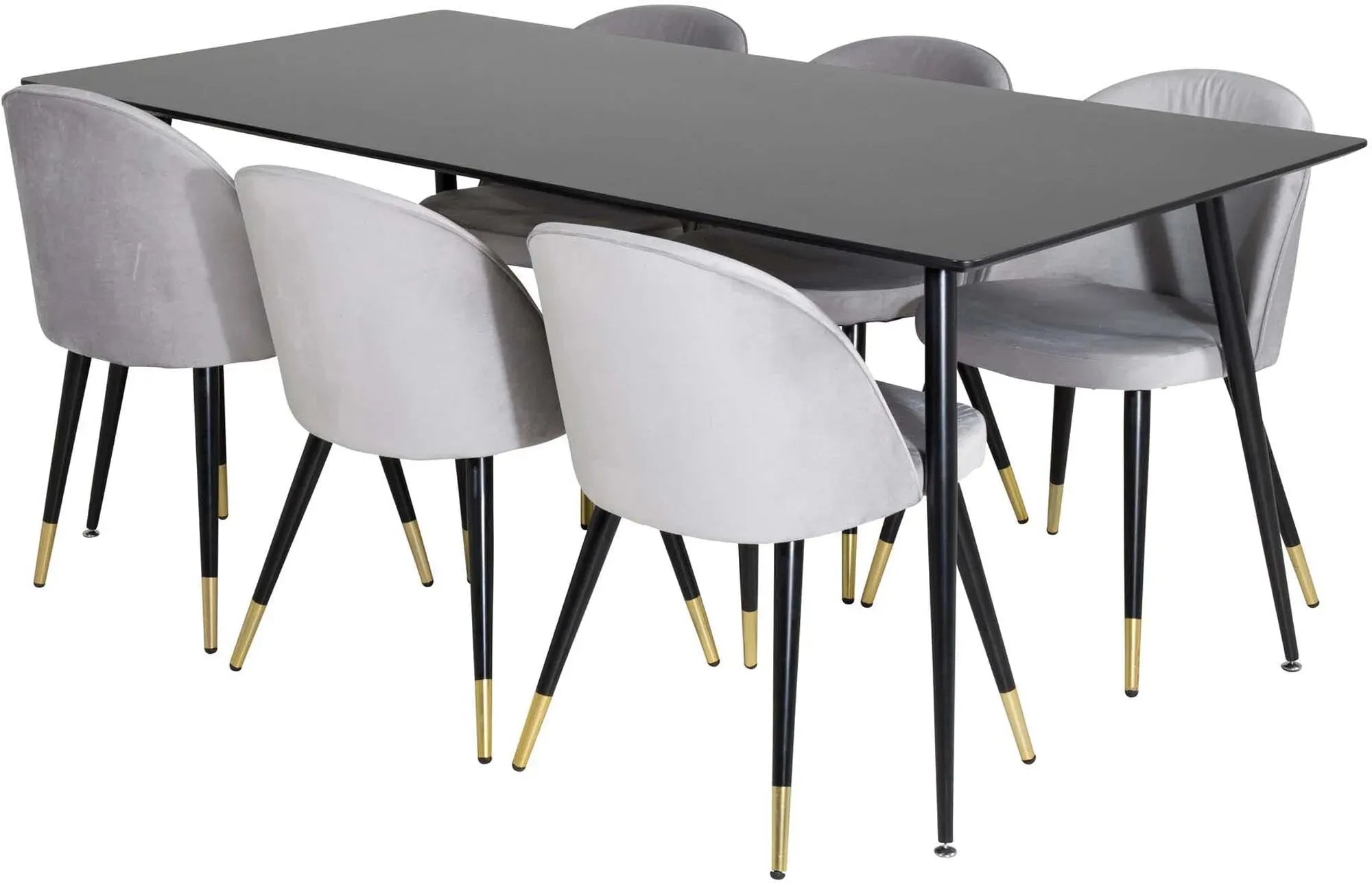 Silar Esszimmerset + Velvet 180cm/6St. in Schwarz / Beige präsentiert im Onlineshop von KAQTU Design AG. Esszimmerset ist von Venture Home