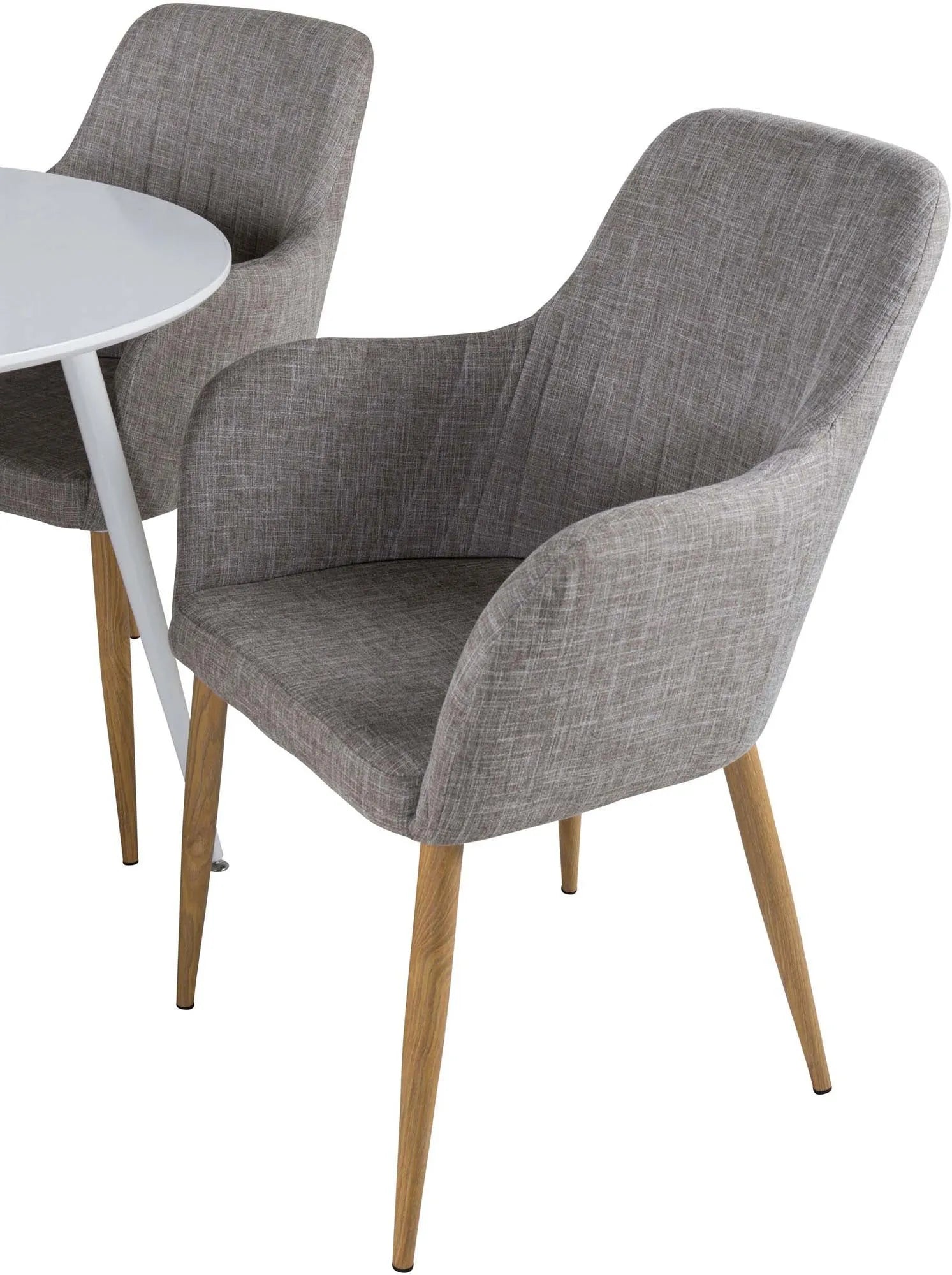 Plaza Esszimmerset + Comfort ⌀100cm/4St. in Weiss / Grau / Natur präsentiert im Onlineshop von KAQTU Design AG. Esszimmerset ist von Venture Home