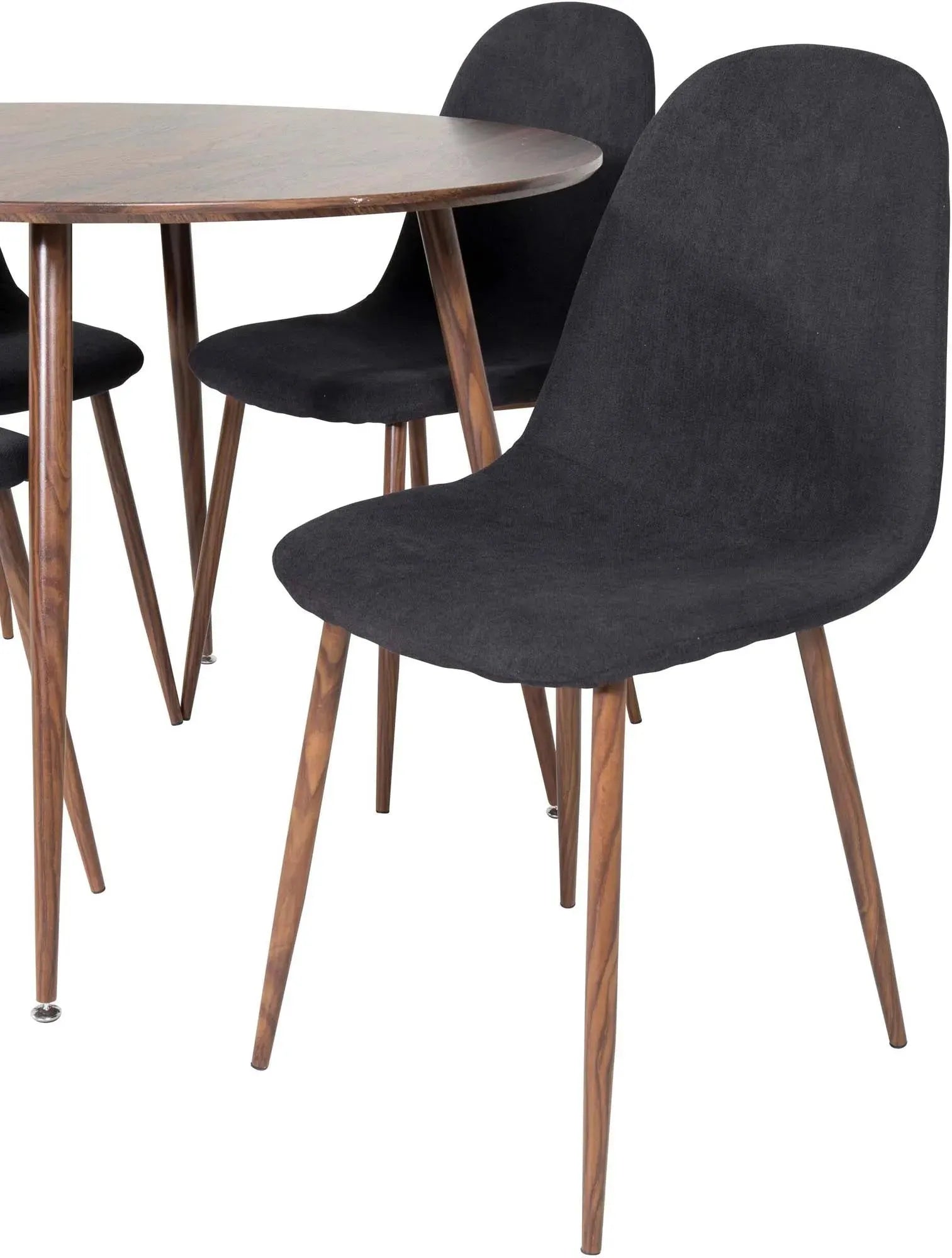 Plaza Esszimmerset + Polar ⌀100cm/4St. in Schwarz / Braun präsentiert im Onlineshop von KAQTU Design AG. Esszimmerset ist von Venture Home