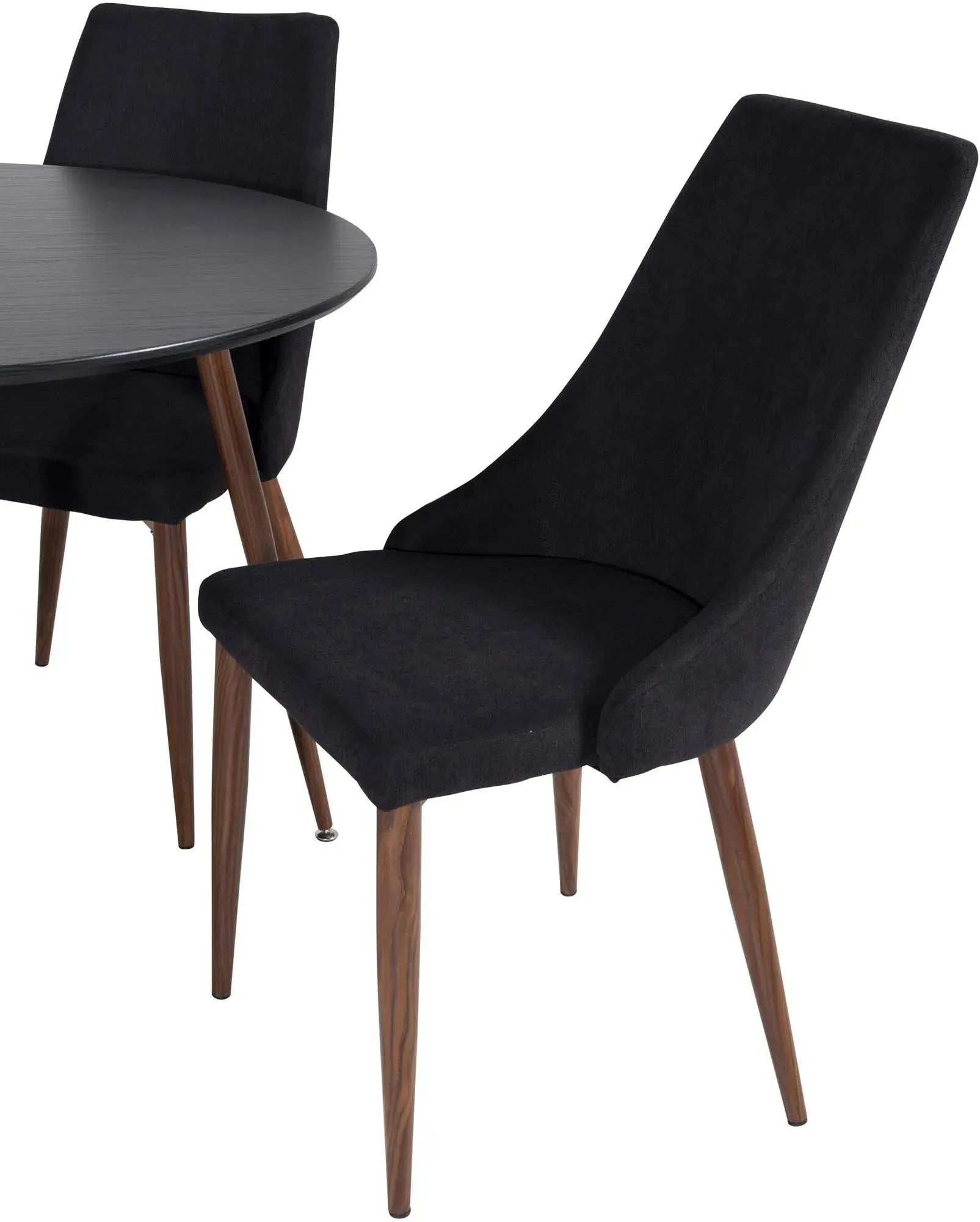 Plaza Esszimmerset + Leone ⌀100cm/4St. in Schwarz / Braun präsentiert im Onlineshop von KAQTU Design AG. Esszimmerset ist von Venture Home