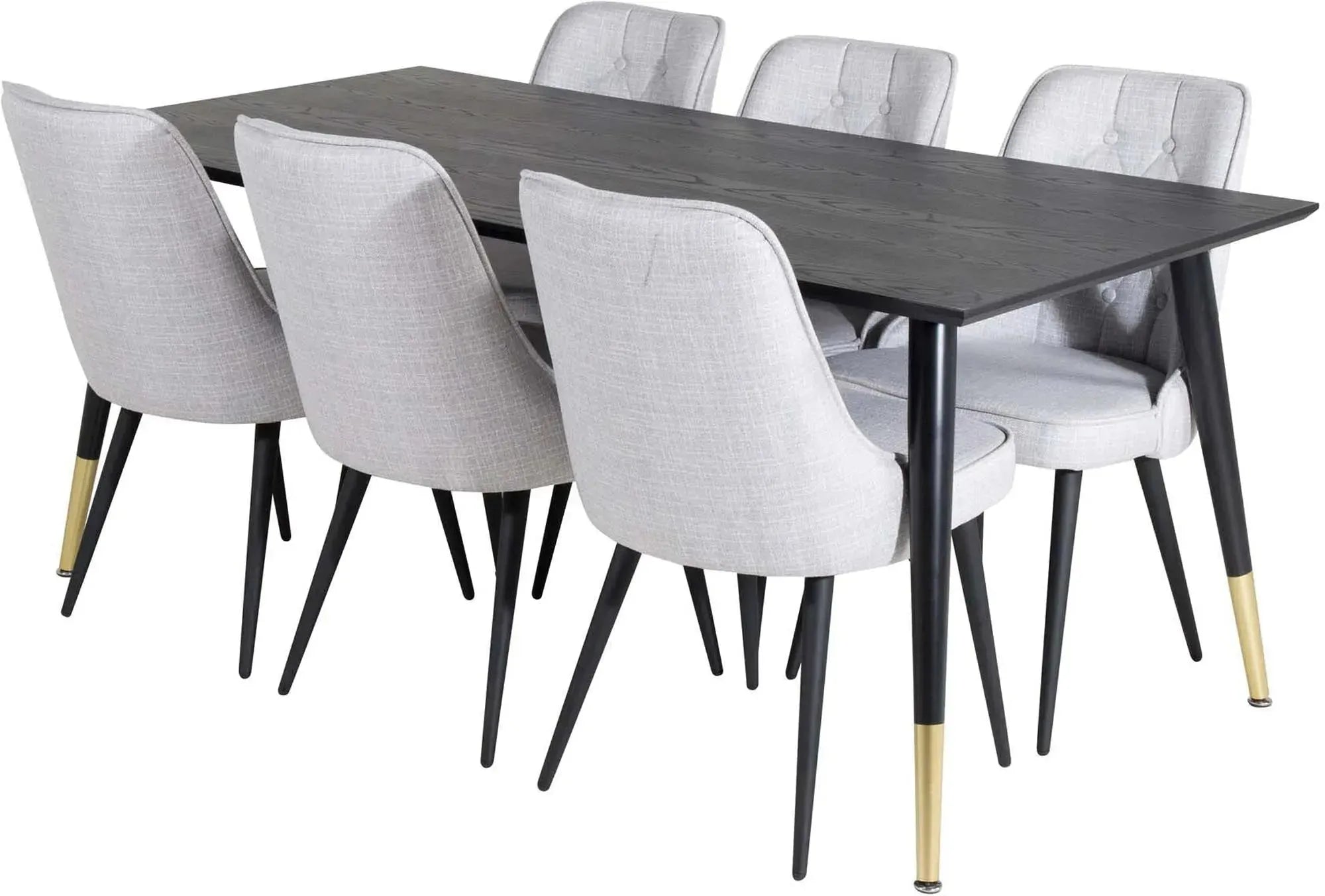 Dipp Esszimmerset + Velvet Deluxe 180cm/6St. in Schwarz / Hellgrau präsentiert im Onlineshop von KAQTU Design AG. Esszimmerset ist von Venture Home