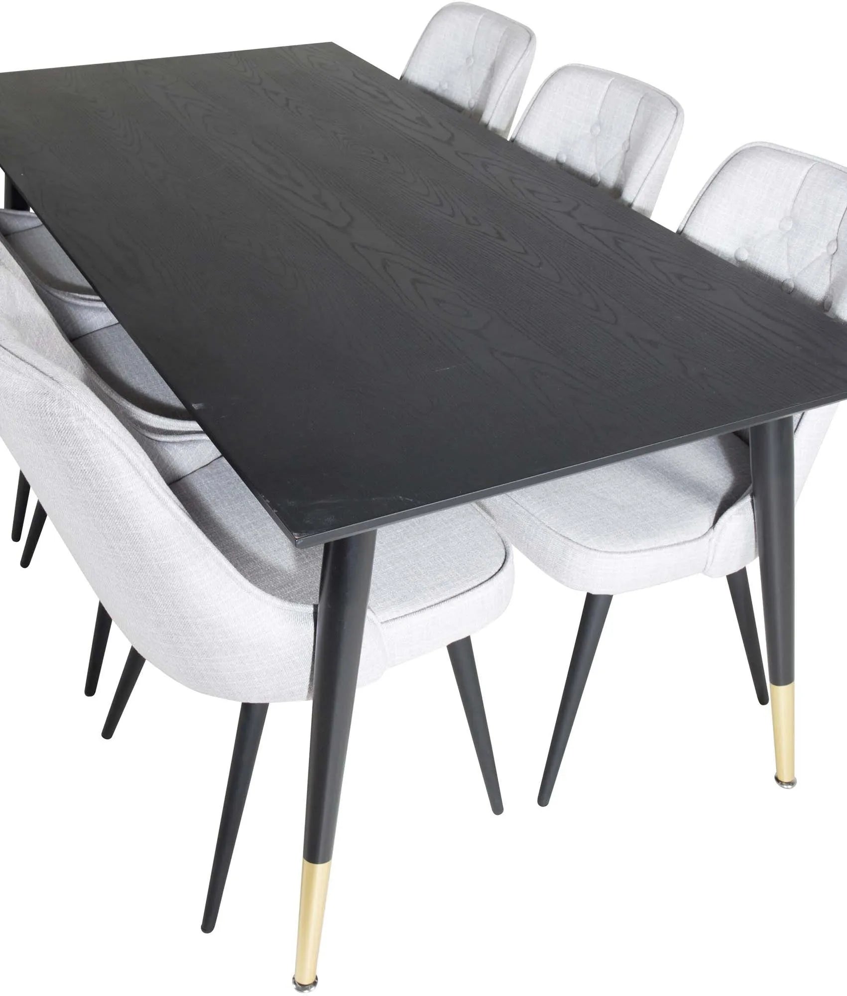 Dipp Esszimmerset + Velvet Deluxe 180cm/6St. in Schwarz / Hellgrau präsentiert im Onlineshop von KAQTU Design AG. Esszimmerset ist von Venture Home