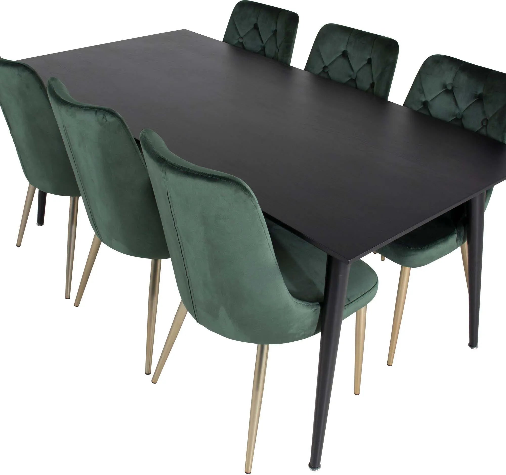 Dipp Esszimmerset + Velvet Deluxe 180cm/6St. in Schwarz / Hellgrau präsentiert im Onlineshop von KAQTU Design AG. Esszimmerset ist von Venture Home