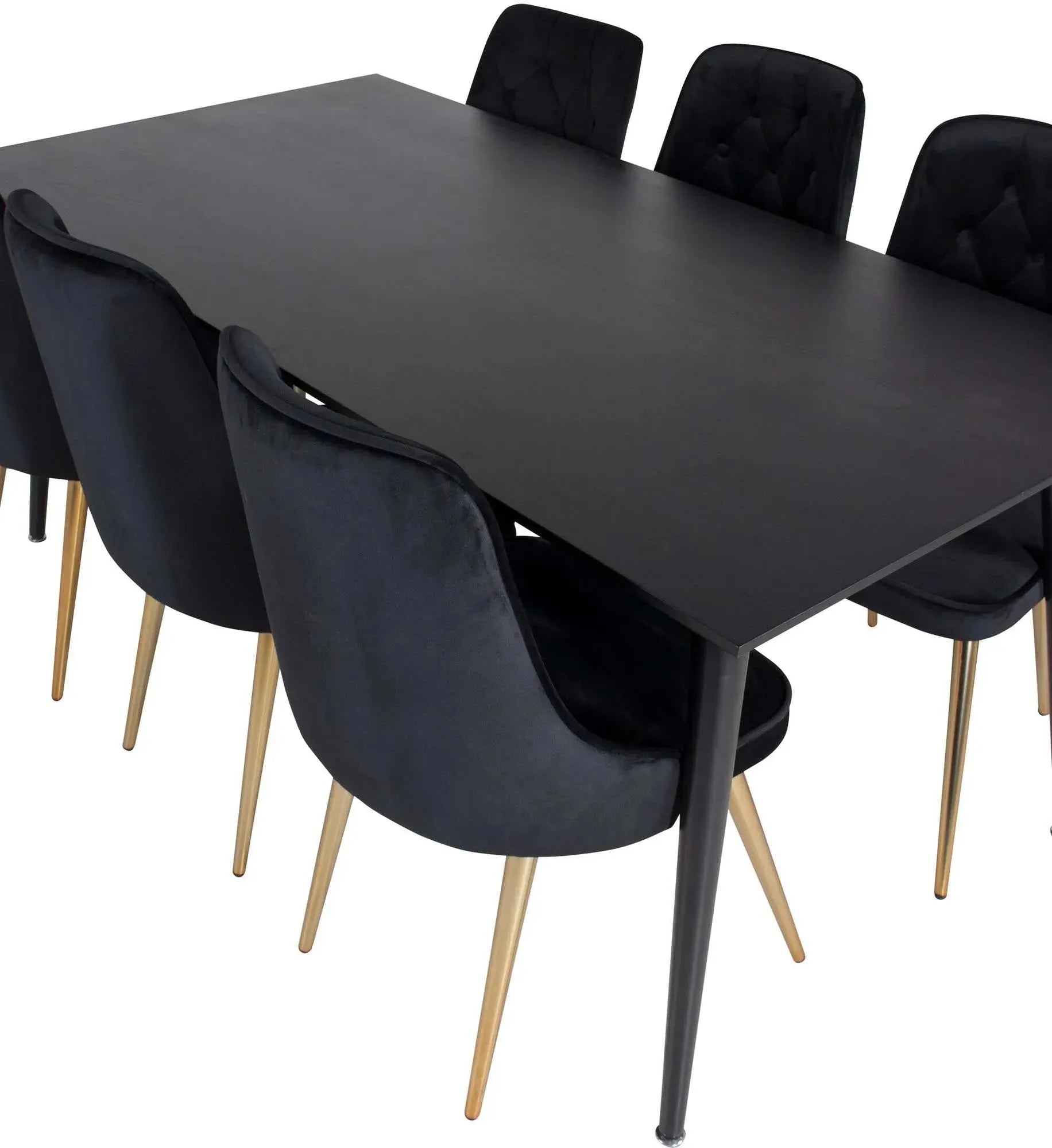 Dipp Esszimmerset + Velvet Deluxe 180cm/6St. in Schwarz / Hellgrau präsentiert im Onlineshop von KAQTU Design AG. Esszimmerset ist von Venture Home