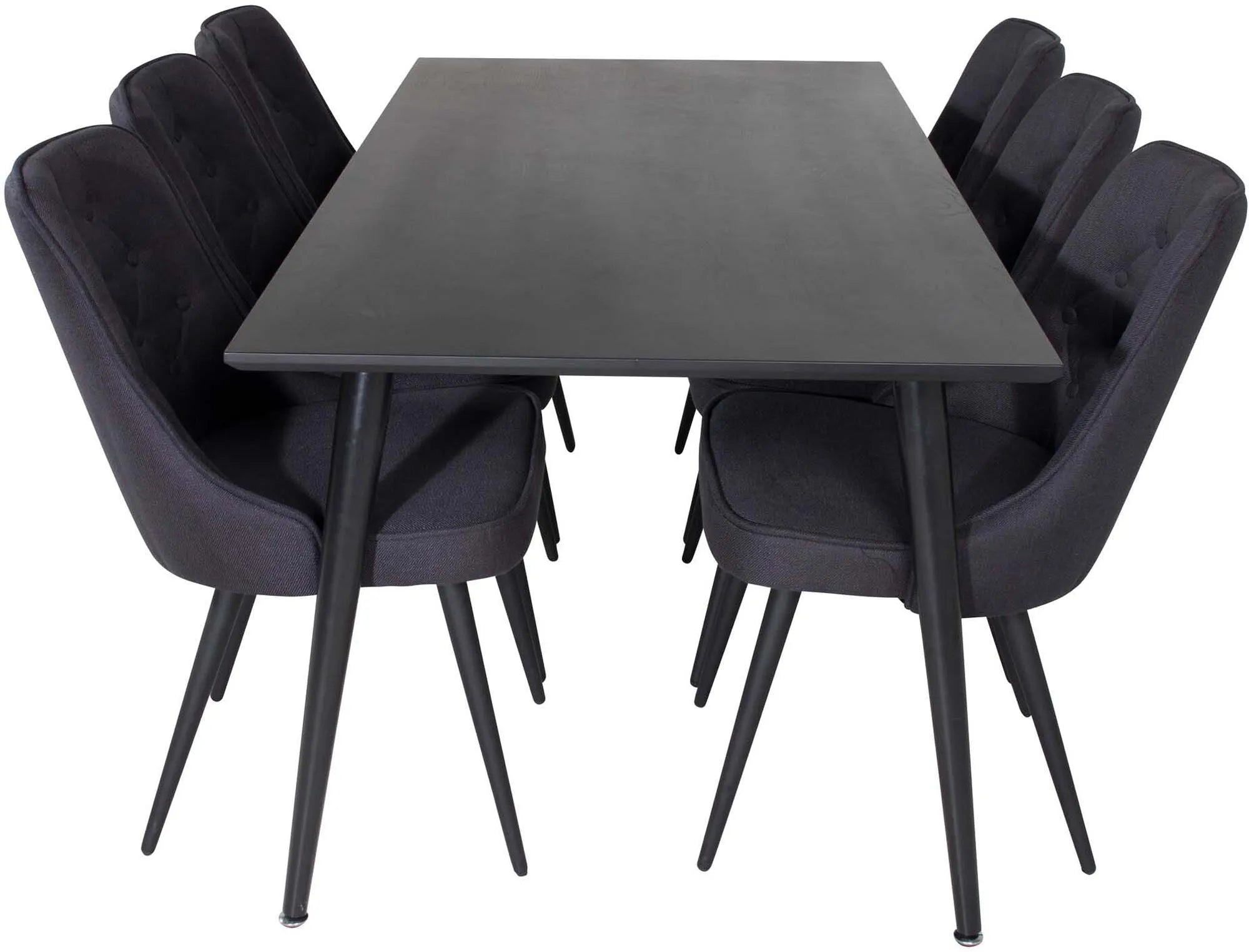 Dipp Esszimmerset + Velvet Deluxe 180cm/6St. in Schwarz / Hellgrau präsentiert im Onlineshop von KAQTU Design AG. Esszimmerset ist von Venture Home