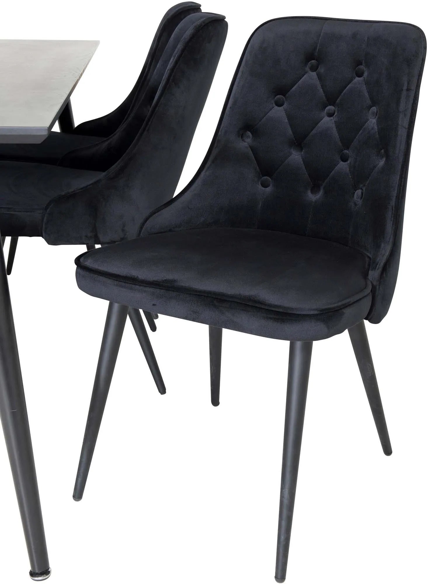 Dipp Esszimmerset + Velvet Deluxe 180cm/6St. in Schwarz / Hellgrau präsentiert im Onlineshop von KAQTU Design AG. Esszimmerset ist von Venture Home