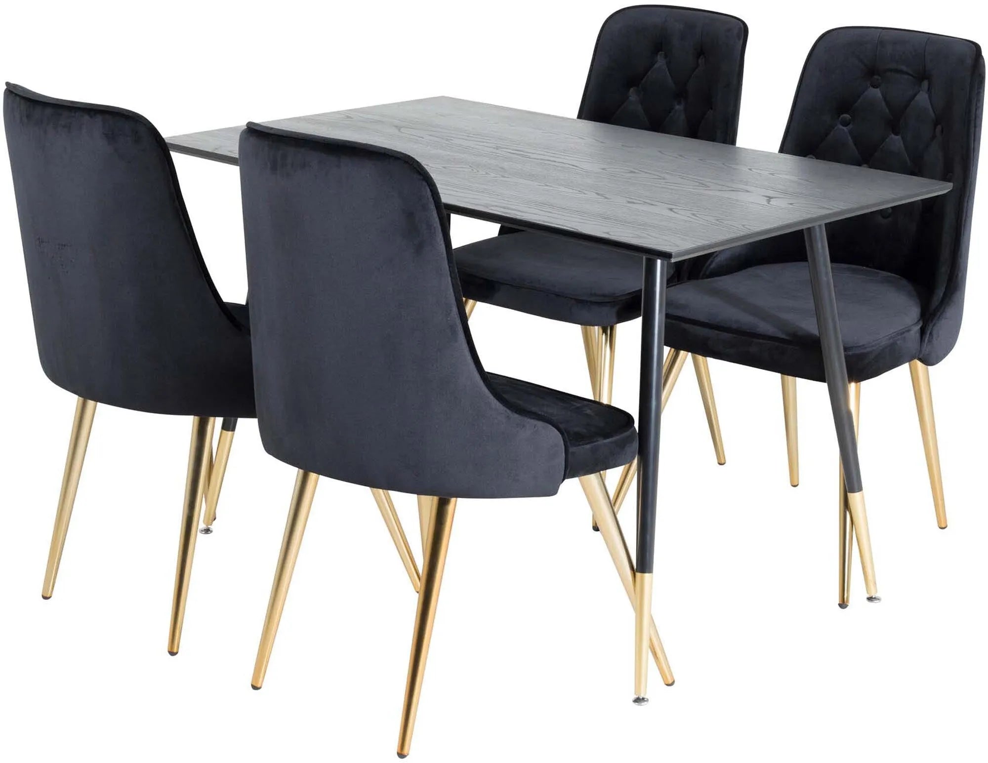 Elegantes Esszimmerset mit 120cm Tisch und 4 Samtstühlen. Modernes Design, Komfort und Flexibilität für jeden Anlass.