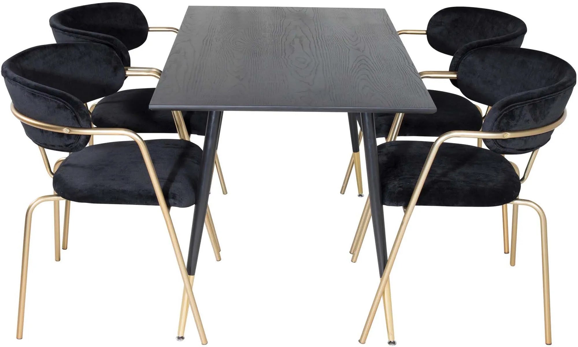 Stilvolles Dipp Esszimmerset mit 120cm Tisch & 4 Samtstühlen. Komfort & Eleganz für gesellige Abende. Ideal für moderne Räume.