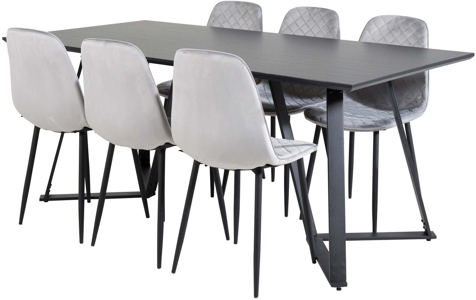 Marina Esszimmerset Polar Diamond 180cm/6St. in Schwarz / Grau präsentiert im Onlineshop von KAQTU Design AG. Esszimmerset ist von Venture Home