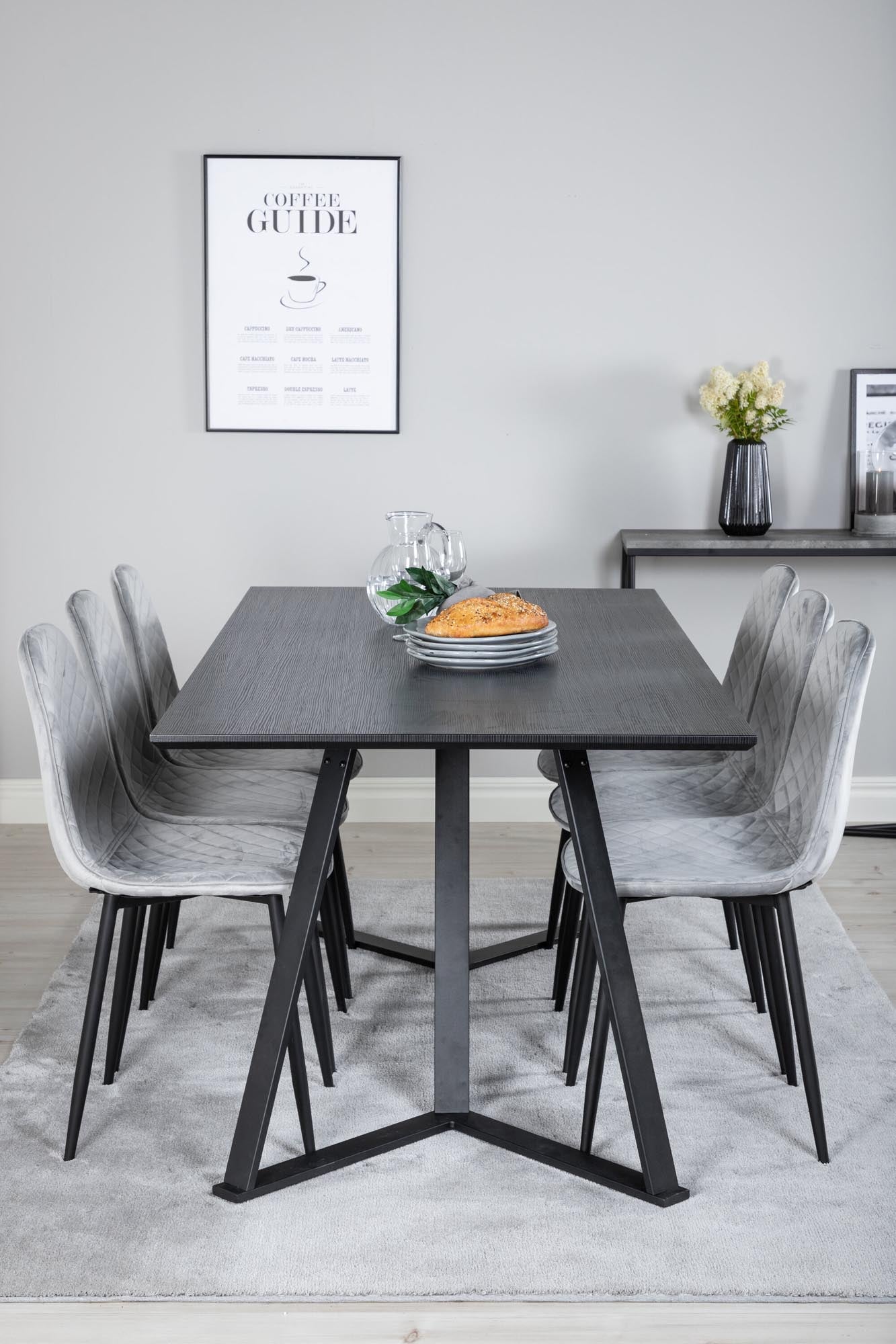 Marina Esszimmerset Polar Diamond 180cm/6St. in Schwarz / Grau präsentiert im Onlineshop von KAQTU Design AG. Esszimmerset ist von Venture Home