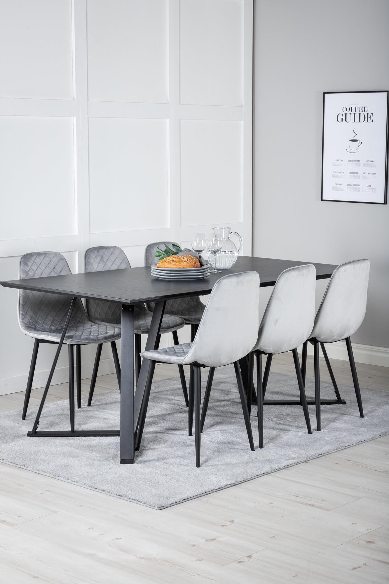 Marina Esszimmerset Polar Diamond 180cm/6St. in Schwarz / Grau präsentiert im Onlineshop von KAQTU Design AG. Esszimmerset ist von Venture Home