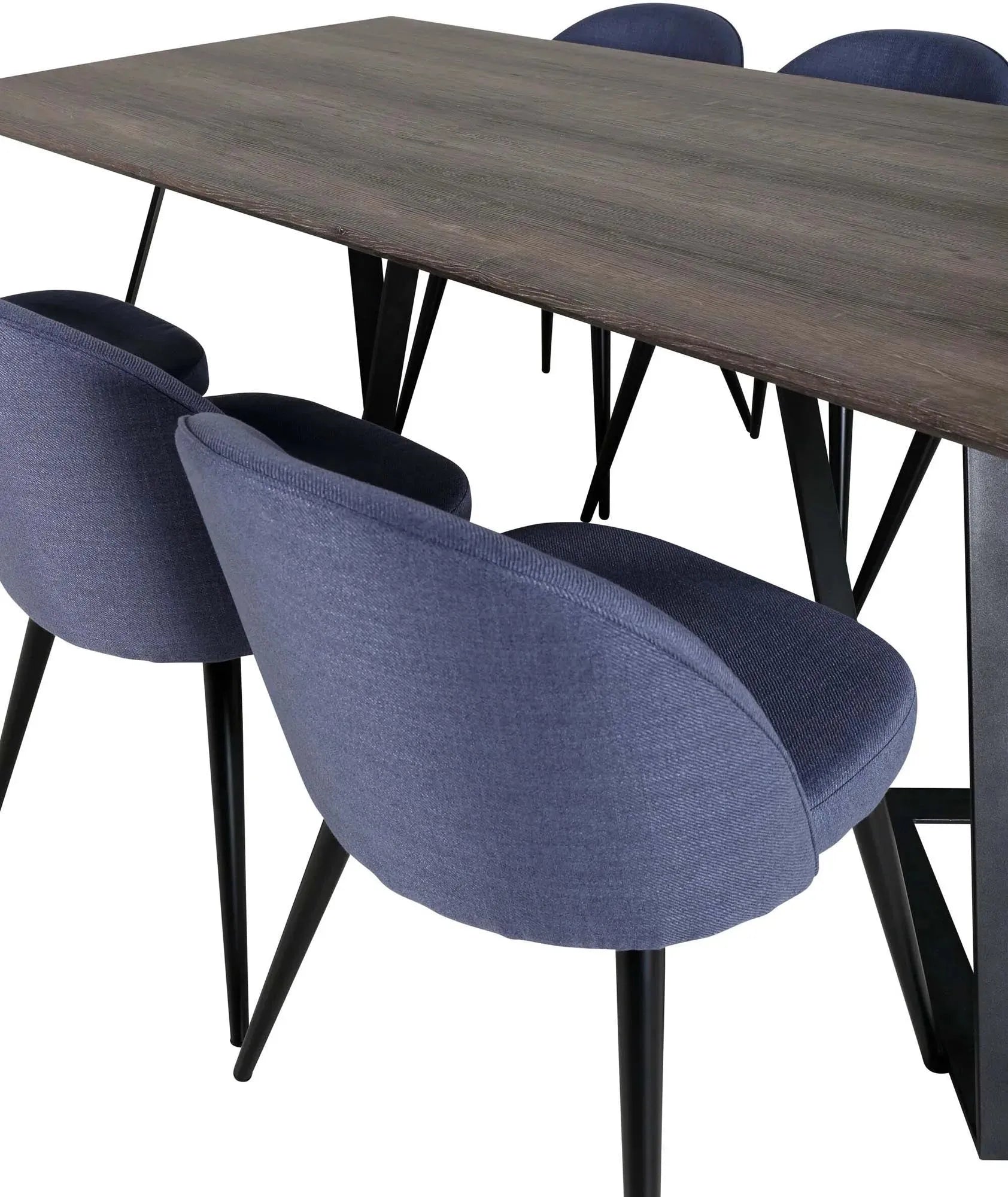 Marina Esszimmerset Velvet 180cm/6St. in Schwarz / Blau präsentiert im Onlineshop von KAQTU Design AG. Esszimmerset ist von Venture Home