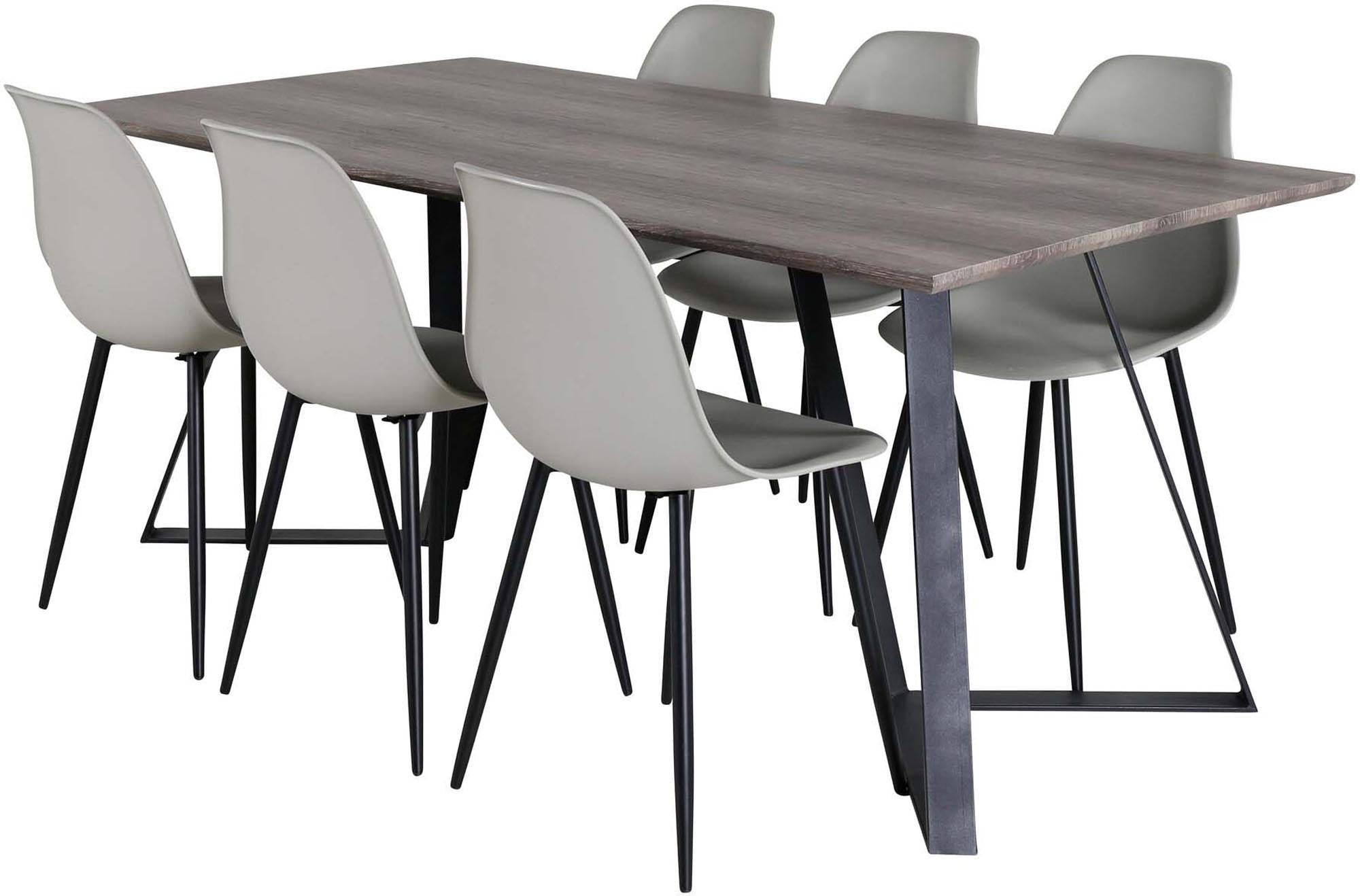 Marina Esszimmerset Polar Plastic 180cm/6St. in Braun / Graugrün/ Schwarz präsentiert im Onlineshop von KAQTU Design AG. Esszimmerset ist von Venture Home