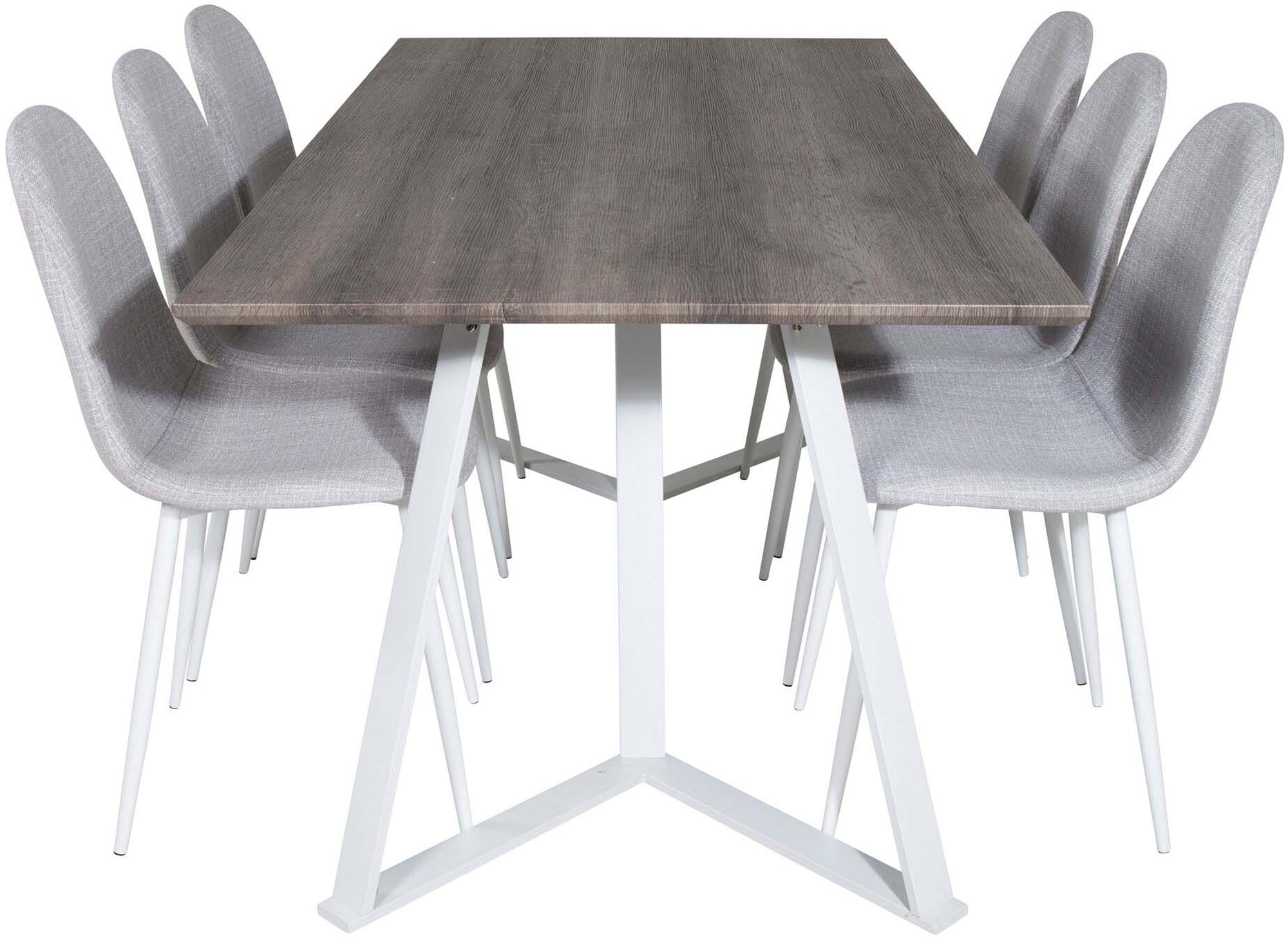 Marina Esszimmerset Polar 180cm/6St. in Weiss / Hellgrau präsentiert im Onlineshop von KAQTU Design AG. Esszimmerset ist von Venture Home