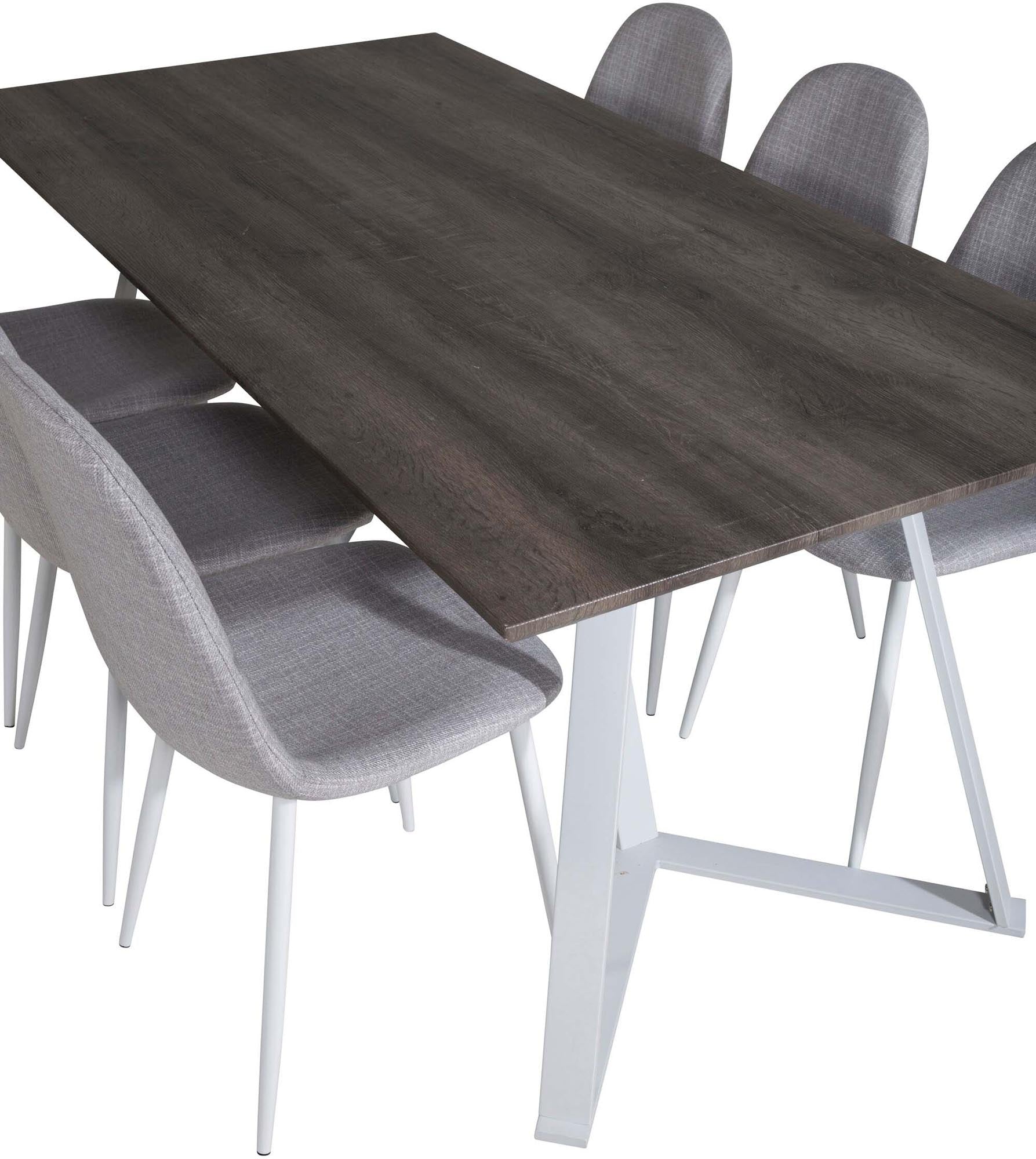 Marina Esszimmerset Polar 180cm/6St. in Weiss / Hellgrau präsentiert im Onlineshop von KAQTU Design AG. Esszimmerset ist von Venture Home