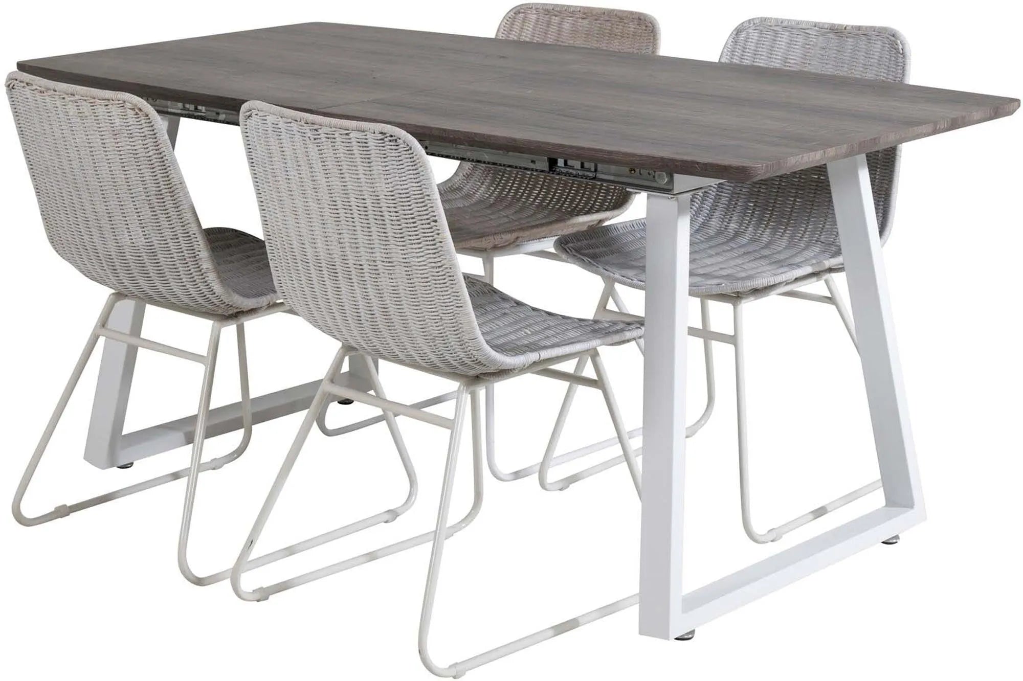 Inca Esszimmerset ausziehbar (Cirebon) 160cm/4St. in Braun / Weiss präsentiert im Onlineshop von KAQTU Design AG. Esszimmerset ist von Venture Home