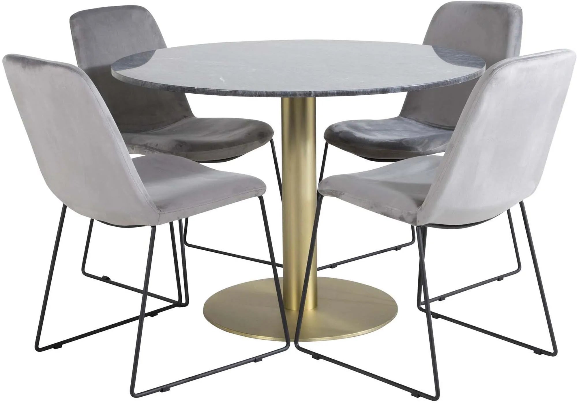 Estelle Esszimmerset + Muce ⌀106cm/4St. in Schwarz / Grau / Gold präsentiert im Onlineshop von KAQTU Design AG. Esszimmerset ist von Venture Home