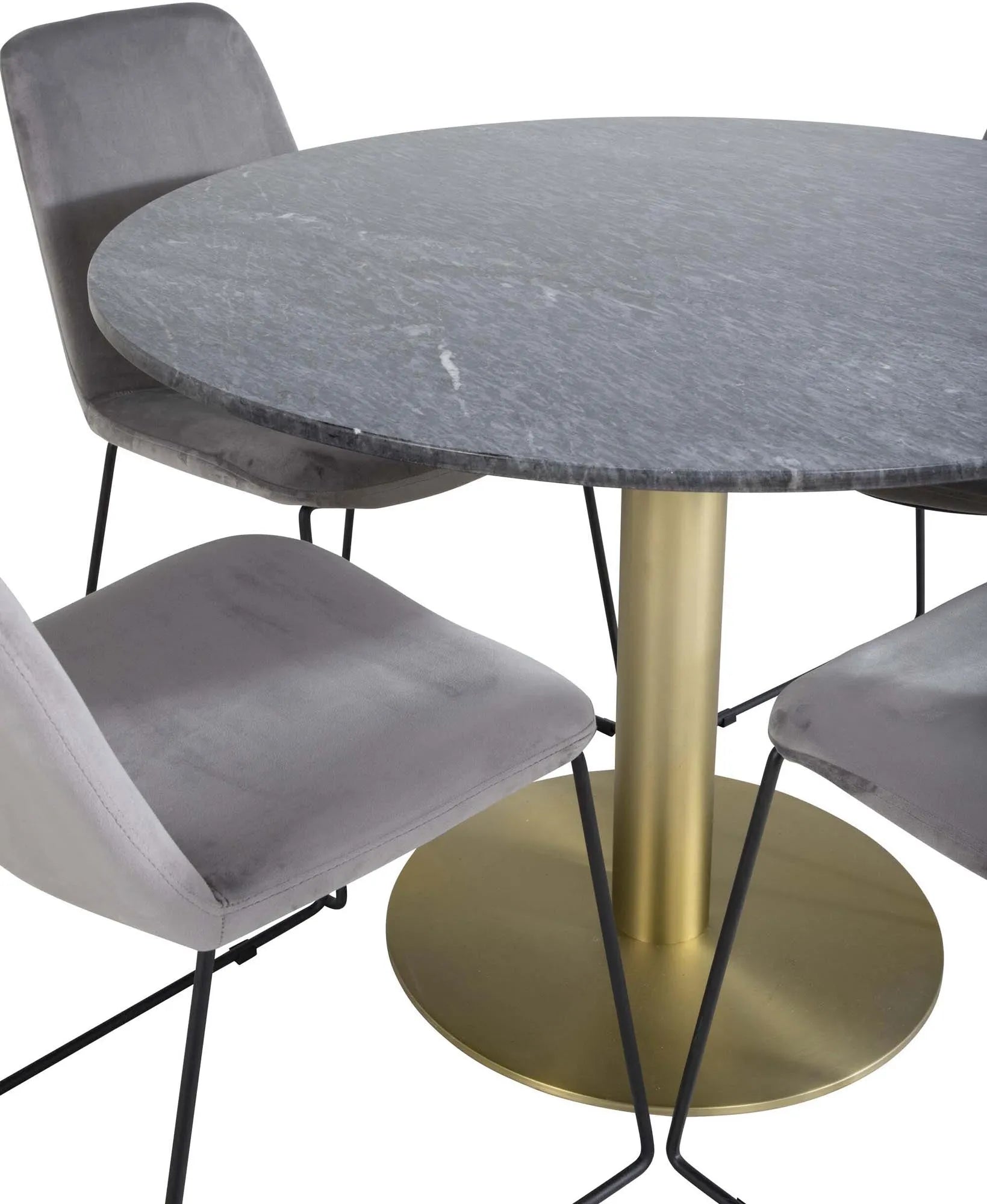 Estelle Esszimmerset + Muce ⌀106cm/4St. in Schwarz / Grau / Gold präsentiert im Onlineshop von KAQTU Design AG. Esszimmerset ist von Venture Home