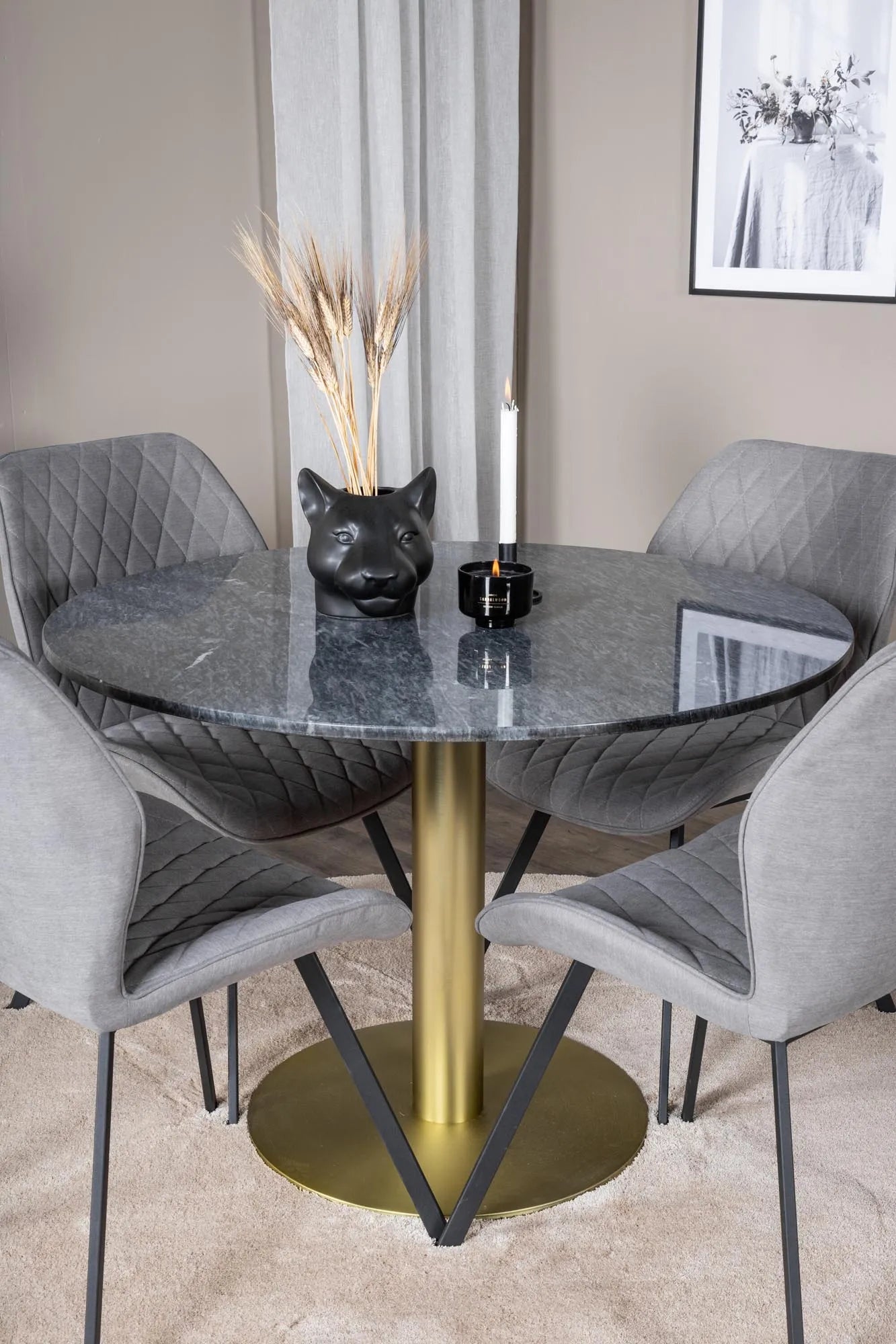 Estelle Esszimmerset + Gemma ⌀106cm/4St. in Schwarz präsentiert im Onlineshop von KAQTU Design AG. Esszimmerset ist von Venture Home