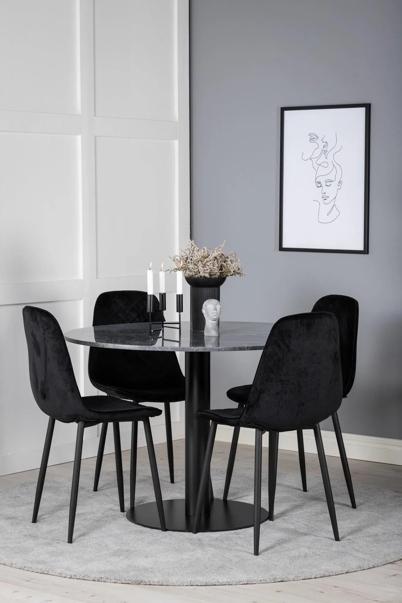 Estelle Esszimmerset + Polar ⌀106cm/4St. in Schwarz präsentiert im Onlineshop von KAQTU Design AG. Esszimmerset ist von Venture Home