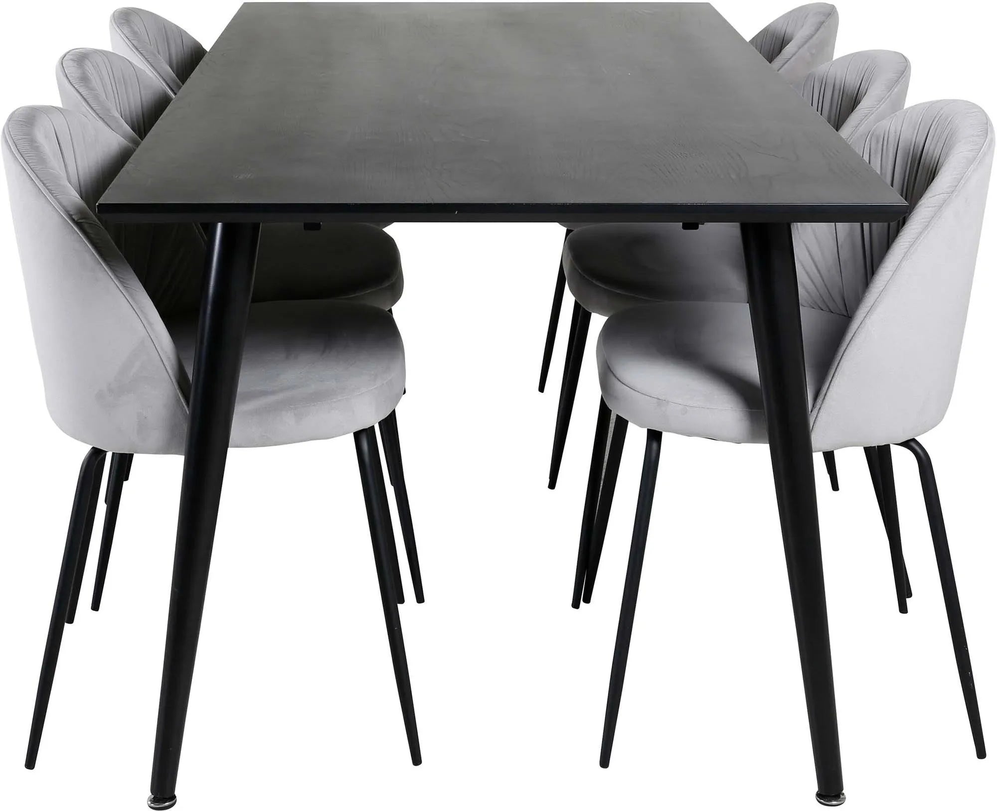 Elegantes Dipp Esszimmerset von Venture Home: 180cm Tisch & 6 luxuriöse Samtstühle für stilvolle, komfortable Dinner.