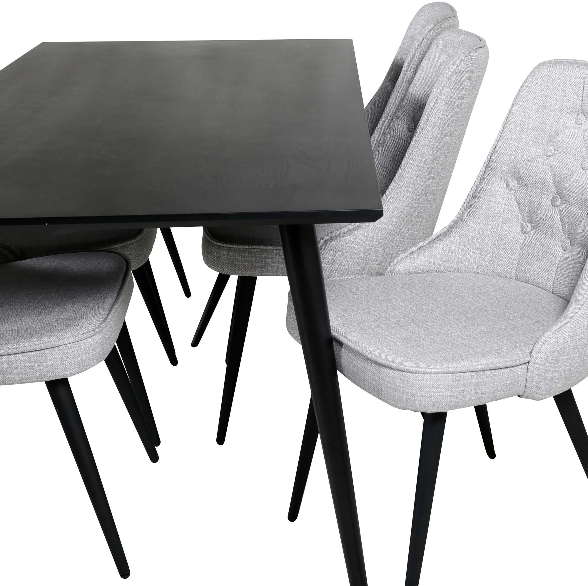 Dipp Esszimmerset + Velvet Deluxe 180cm/6St. in Schwarz / Hellgrau präsentiert im Onlineshop von KAQTU Design AG. Esszimmerset ist von Venture Home