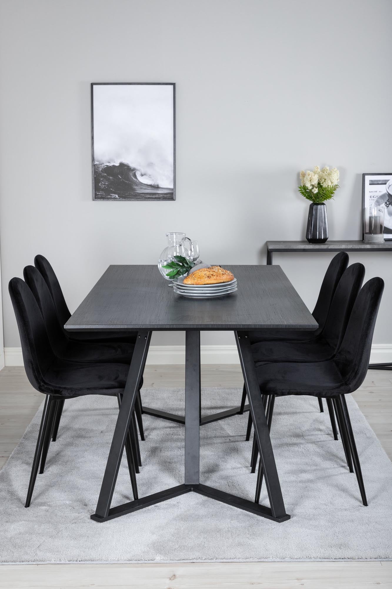 Marina Esszimmerset Polar 180cm/6St. in Schwarz präsentiert im Onlineshop von KAQTU Design AG. Esszimmerset ist von Venture Home